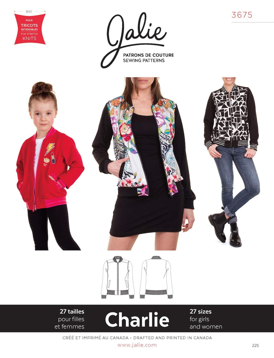 JALIE 3675 - CHARLIE Bomber Jacket - MULTISIZED Sewing Pattern