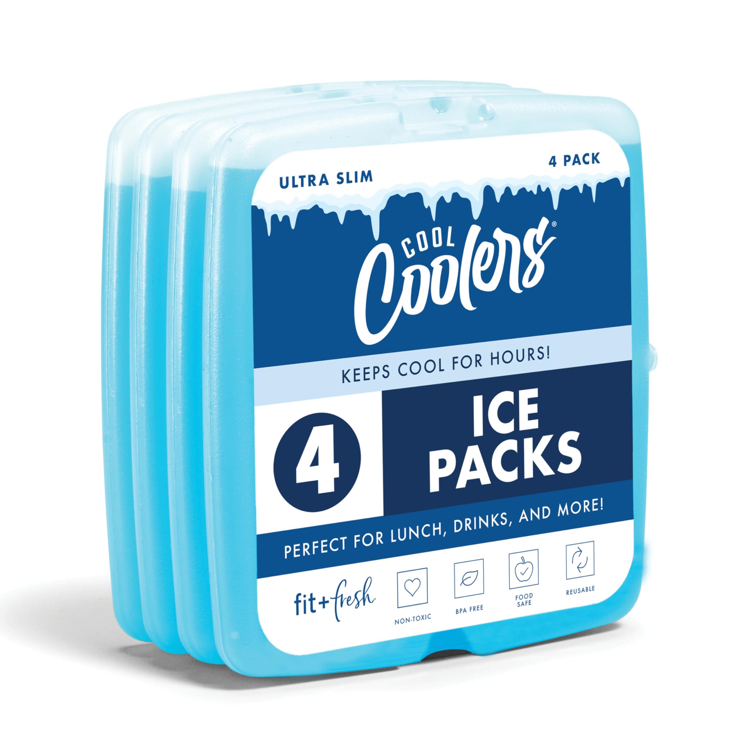 Fit & Fresh Cool Coolers Ice Pack, 4 pack, Blue