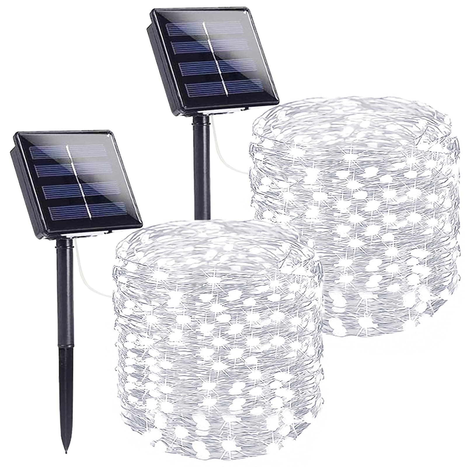 Extra-Long Solar String Lights Outdoor, 2-Pack 200LED Solar Fairy Lights for Outside Waterproof, Silver Wire 8 Modes Solar Powered Twinkle Lights for Tree Garden Party Xmas Wedding Decor (Cool White)