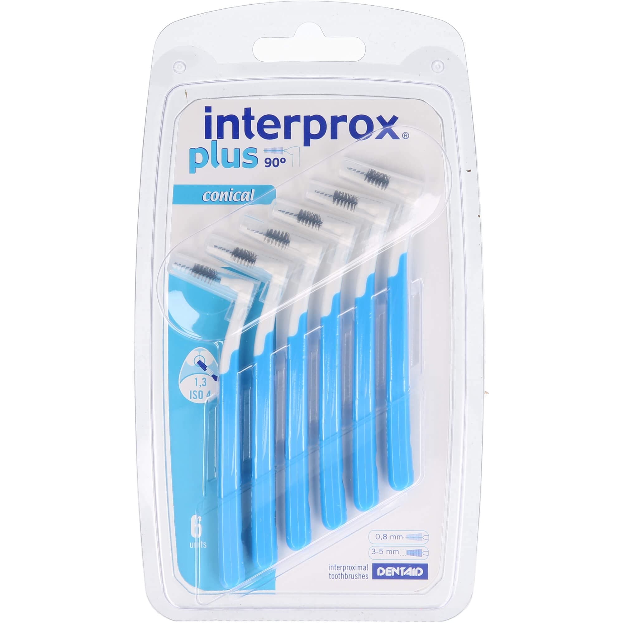 Interprox 0.8 mm Blue Plus Interproximal Conical Brush - Pack of 6