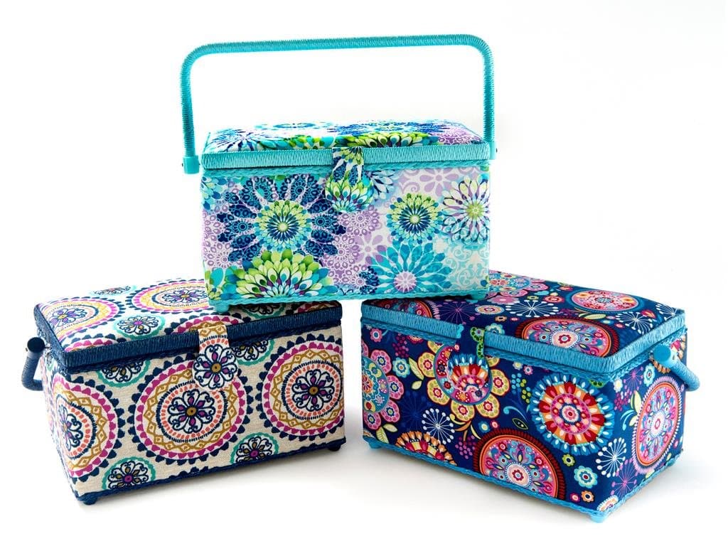 Saint Jane St Jane Medium Rectangle Assorted Dark Sewing Basket, Leather