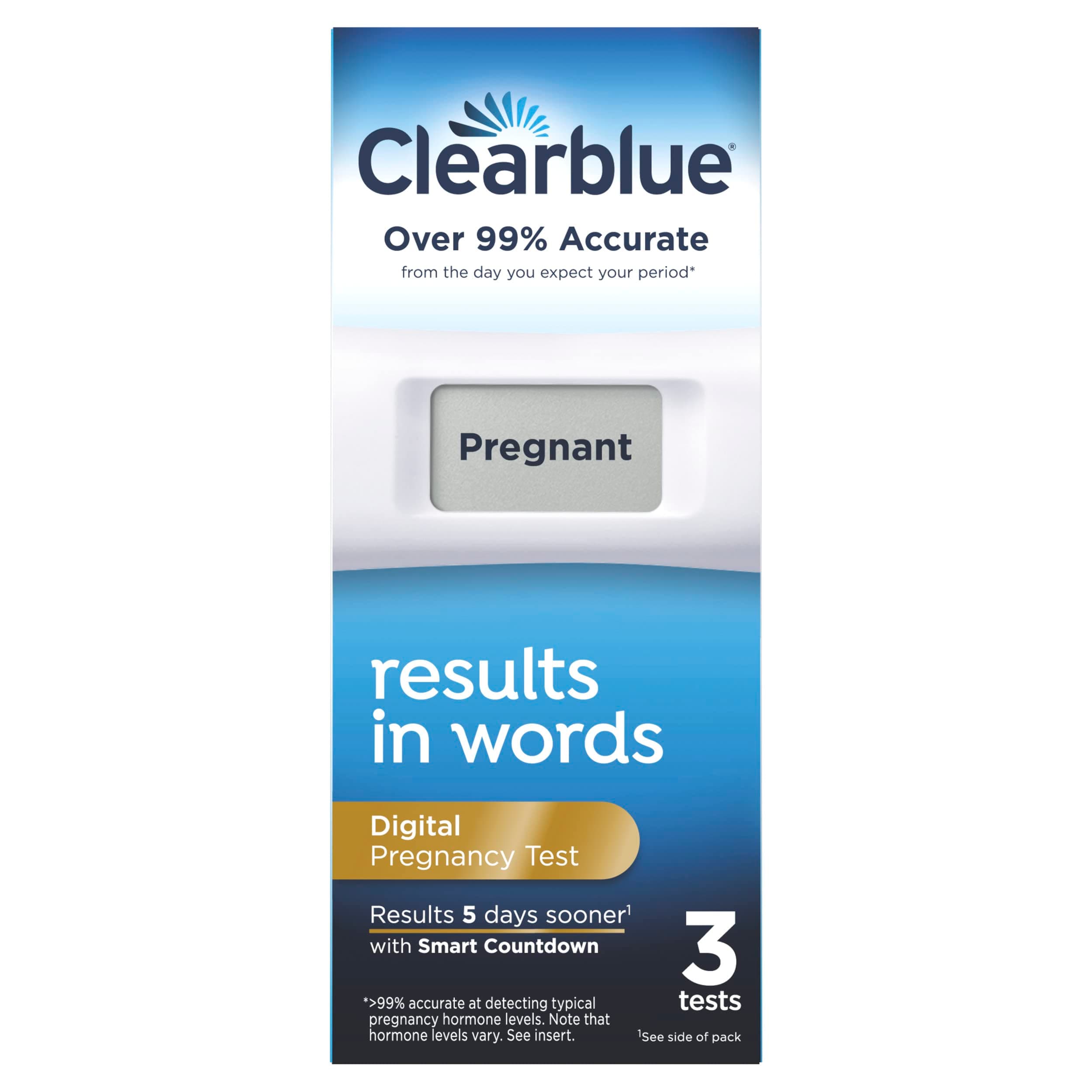 Clearblue Digital Pregnancy Test with Smart Countdown, 3 Count (Pack of 1)