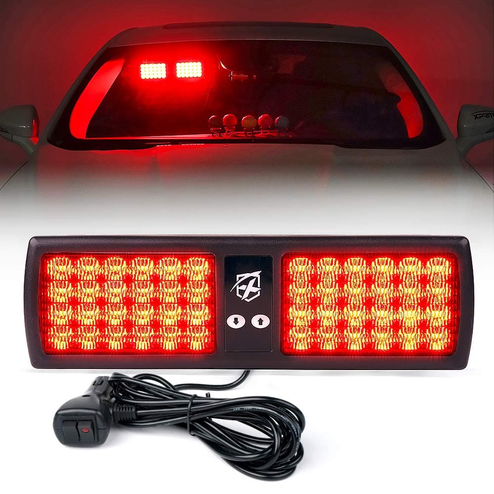 Red 48LED Visor Strobe Flashing Lights Sunshield Hazard Warning Light for Law Enforcement Emergency Vehicles Trucks Cars