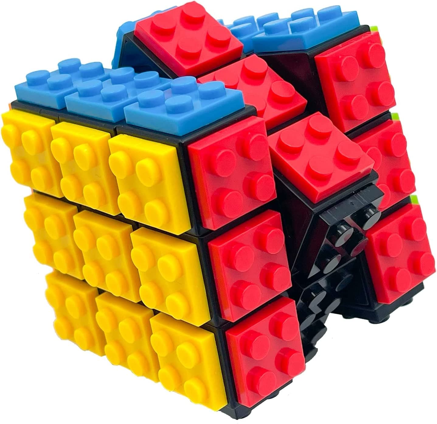 Magic Cube Rubix Cube 3x3 Build-on Brick Magic Cube Brain Bricks and Teaser Puzzle Toy for Boys and Girls Gifts, Black