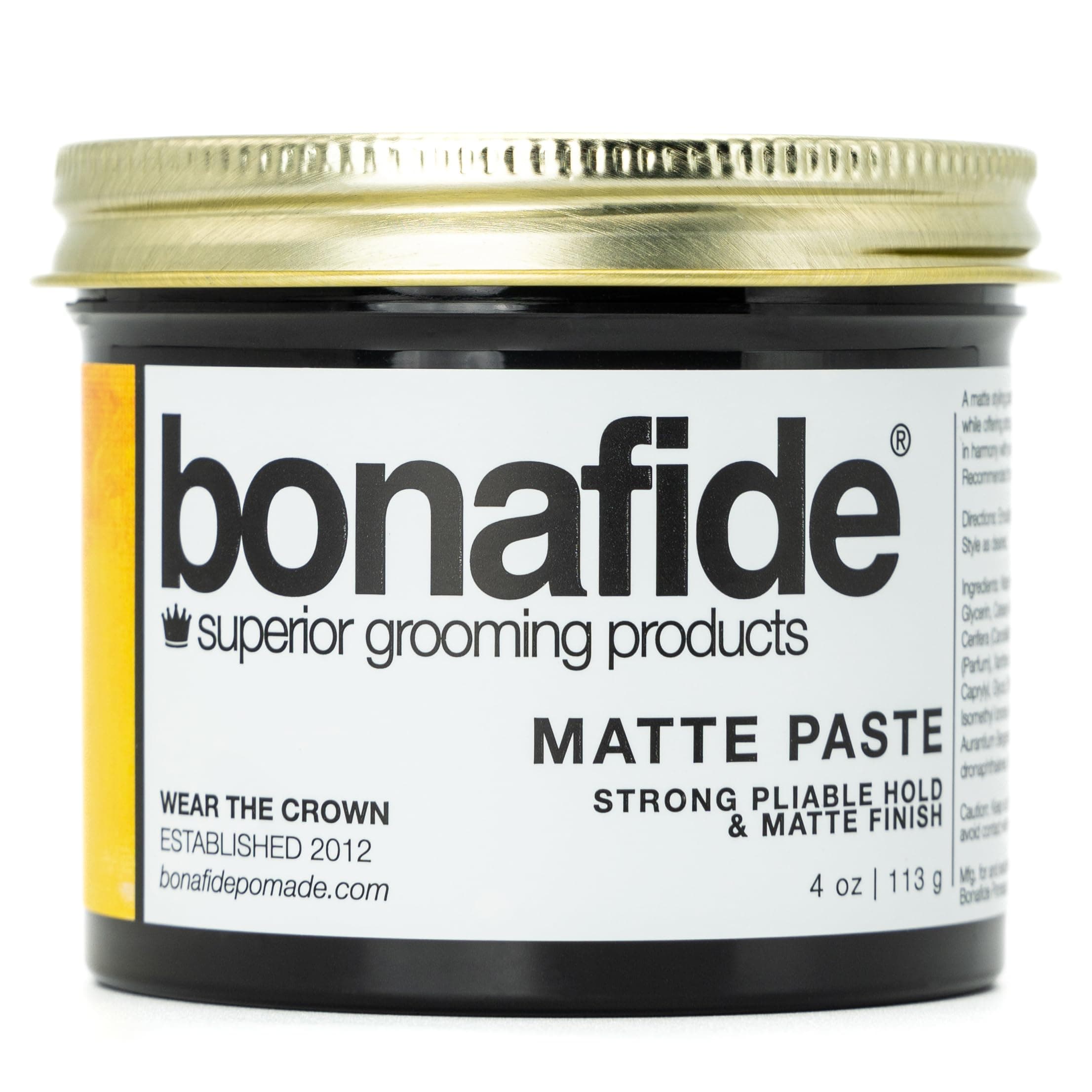 Matte Paste 4 oz. | Matte Finish Texturing Pliable Strong Hold, Water Based Formula Washes out Easily, Light Citrus Fragrance