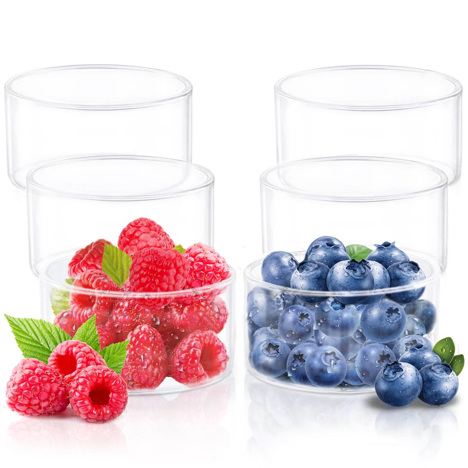 Borosil Stackable Serving Katorie Set | Borosilicate Glass Bowl for Kitchen & Dinning | Kattori Bowl for Serving Dips, Chutney, Herbs, Sauce, Ketchup | Microwave & Dishwasher Safe (180 ml)