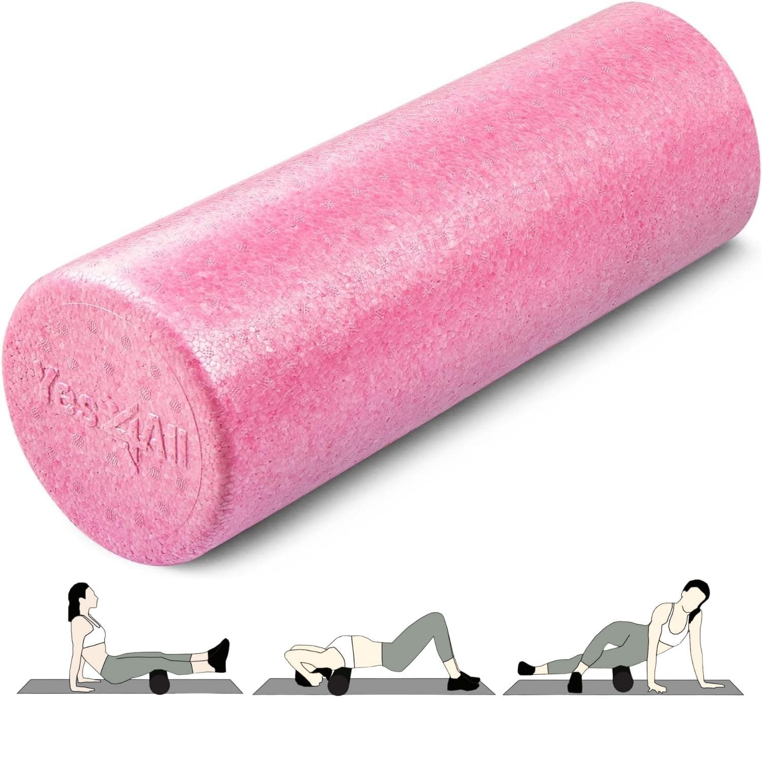 Yes4All High-Density EPP Round Back Roller Foam, Exercise Foam Roller for Yoga, Pilates & Stretching - 30, 45, 60, 90 cm