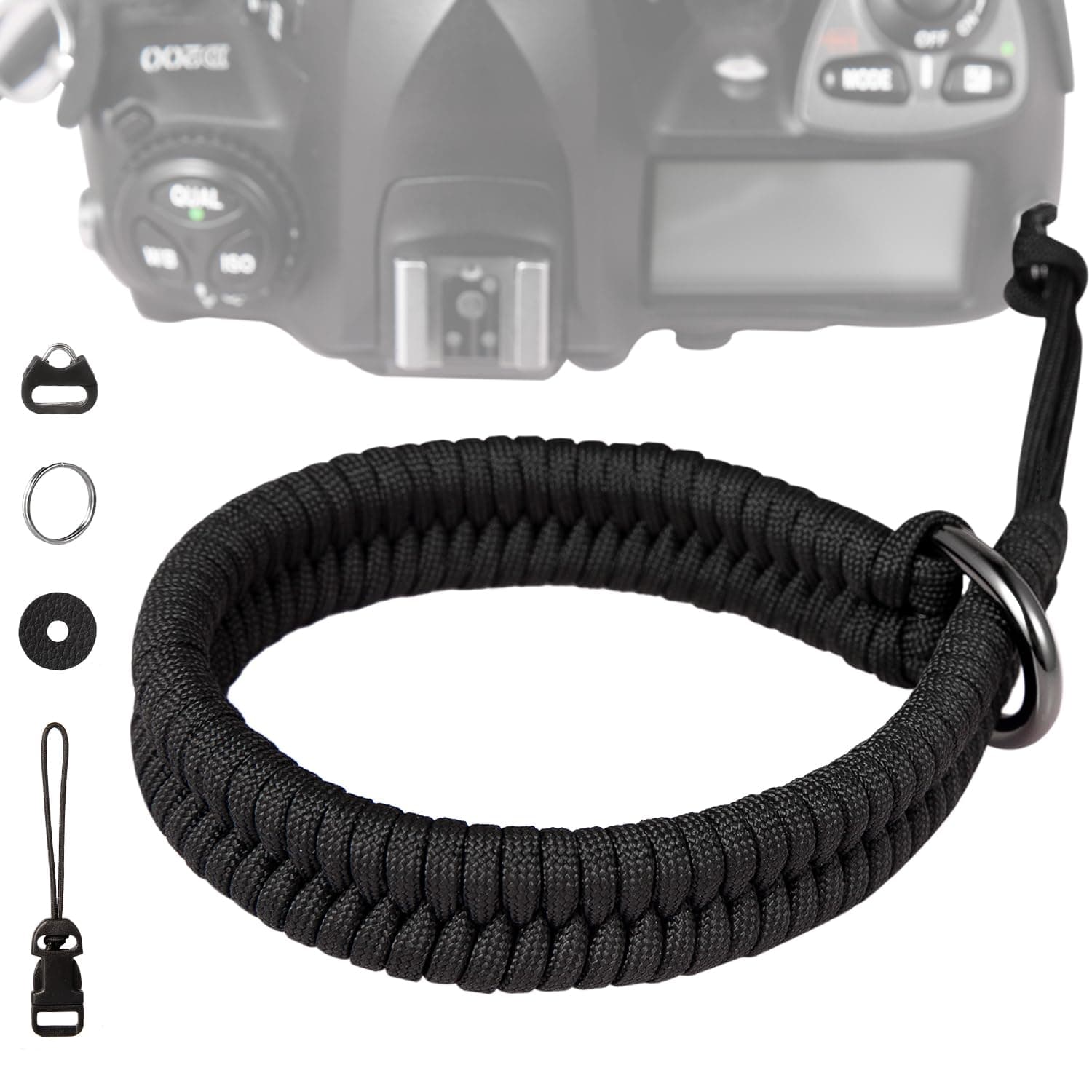 Camera Wrist Strap,1Pack Adjustable Nylon Camera Hand Strap,for GoPro,DSLR,Fuji, and Mirrorless Cameras Photographers Quick Release,Paracord (Black)