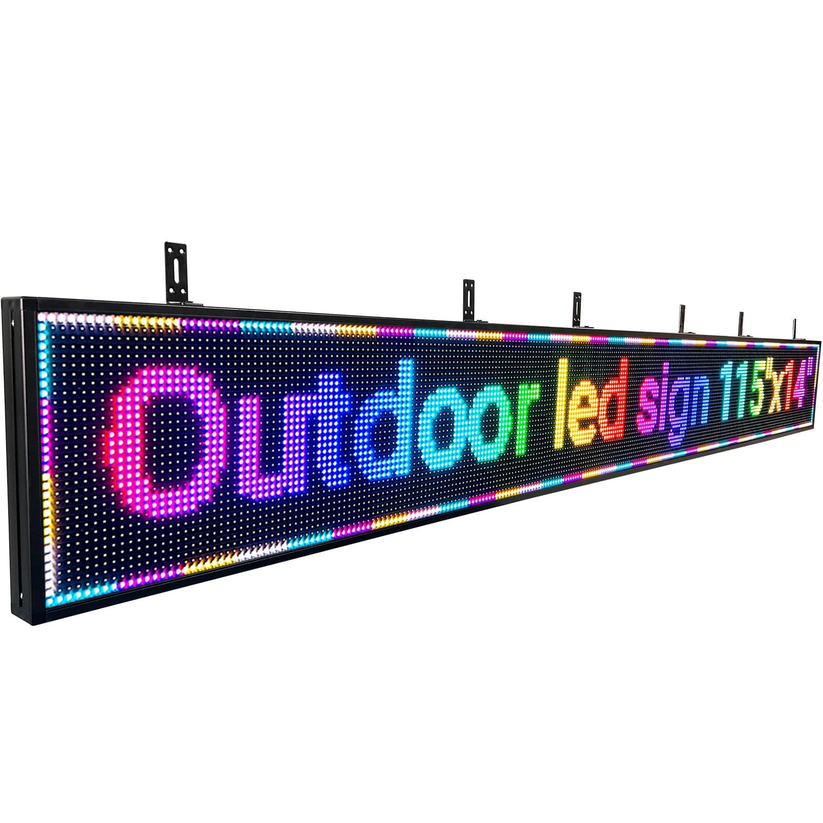 P10 Outdoor Led Sign Programmable Scrolling Digital Display Screen Message Board Bar Custom WiFi Control Store Advertising Open Sign for Businesses Electronic Full Color Word Light (115"x14")