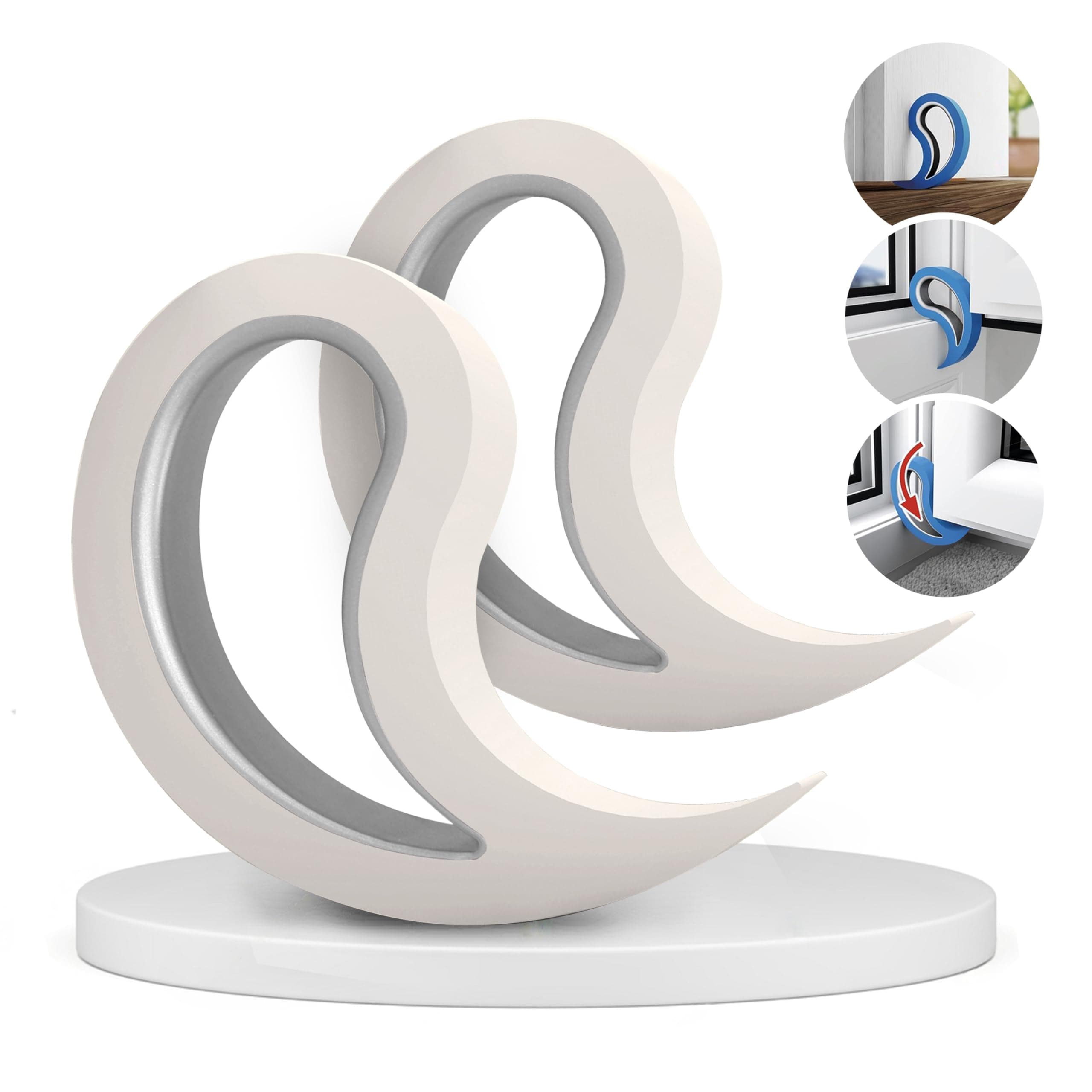 Door and Window Stopper, Multi-Functional Wedge, Convenient Door Hook, Window Clamp, Keep Doors and Windows Open with Ease, Home and Office Accessory, (White, 2 Pack)