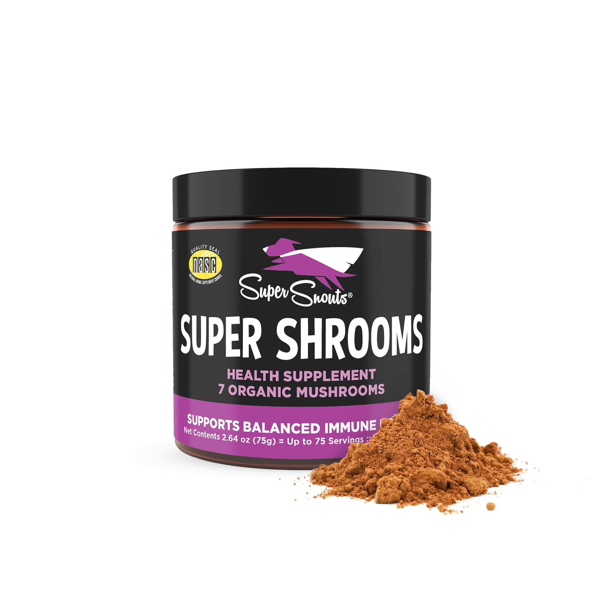 Super Snouts Super Shrooms Mushroom Immune Support Supplement for Dogs and Cats, 2.64 oz - Made in USA Organic Non-GMO, Immune Health for Strong Immunity, 7 Mushroom Blend Powder