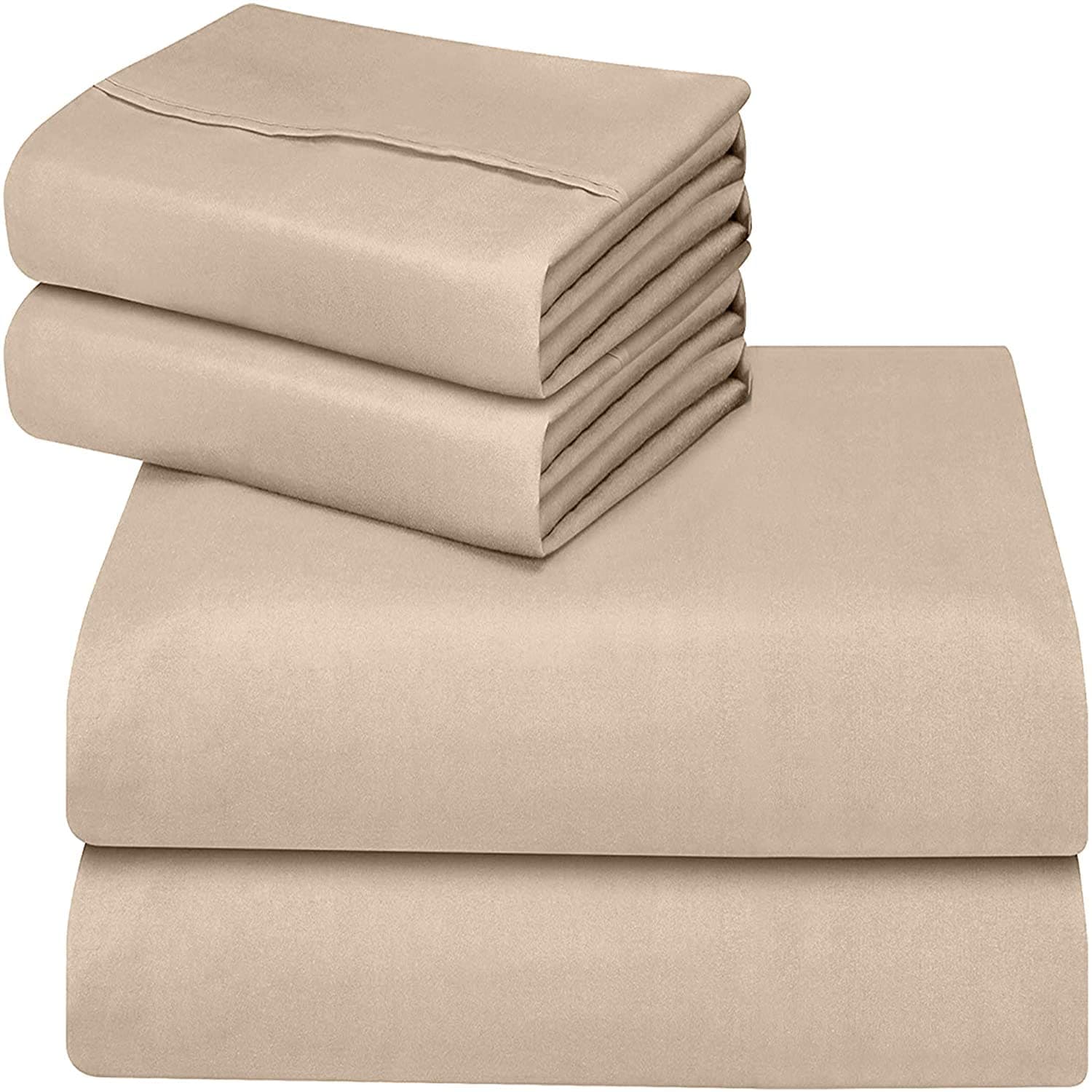 Super King Size Fitted Sheets - Superking Fitted Sheet Deep (35 cm) - Soft Brushed Microfibre Fabric Sheet- Shrinkage and Fade Resistant. (Super King (180x200cm), Beige)