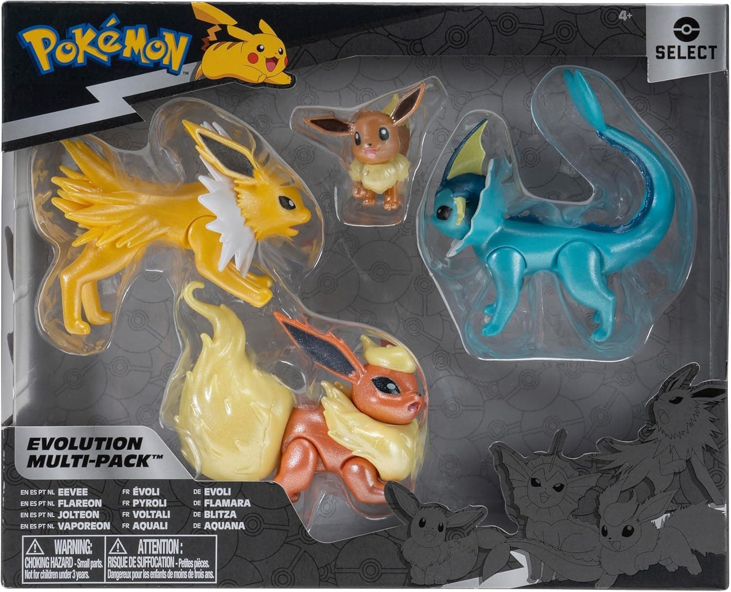 Pokemon Select Evolution Multipack (2" Eevee #1, 3" Jolteon, 3" Vaporeon, 3" Flareon)