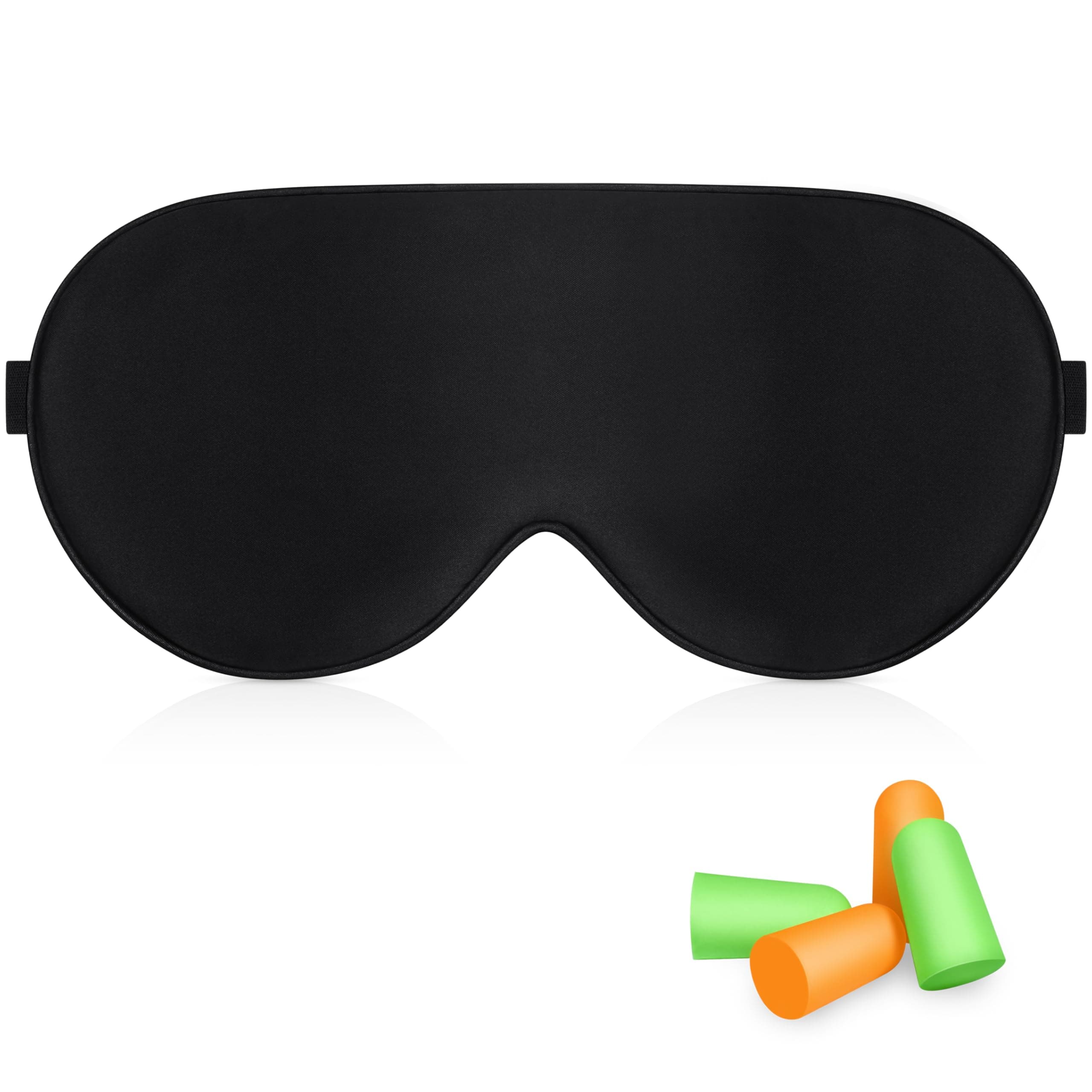 Silk Sleep Mask, Eye Mask for Sleeping, Light-Blackout Design Ultra Soft & Comfortable, 100% Natural Silk Sleeping Eye Blinder with Adjustable Strap and Ear Plug for Men&Women/Travel Essentials