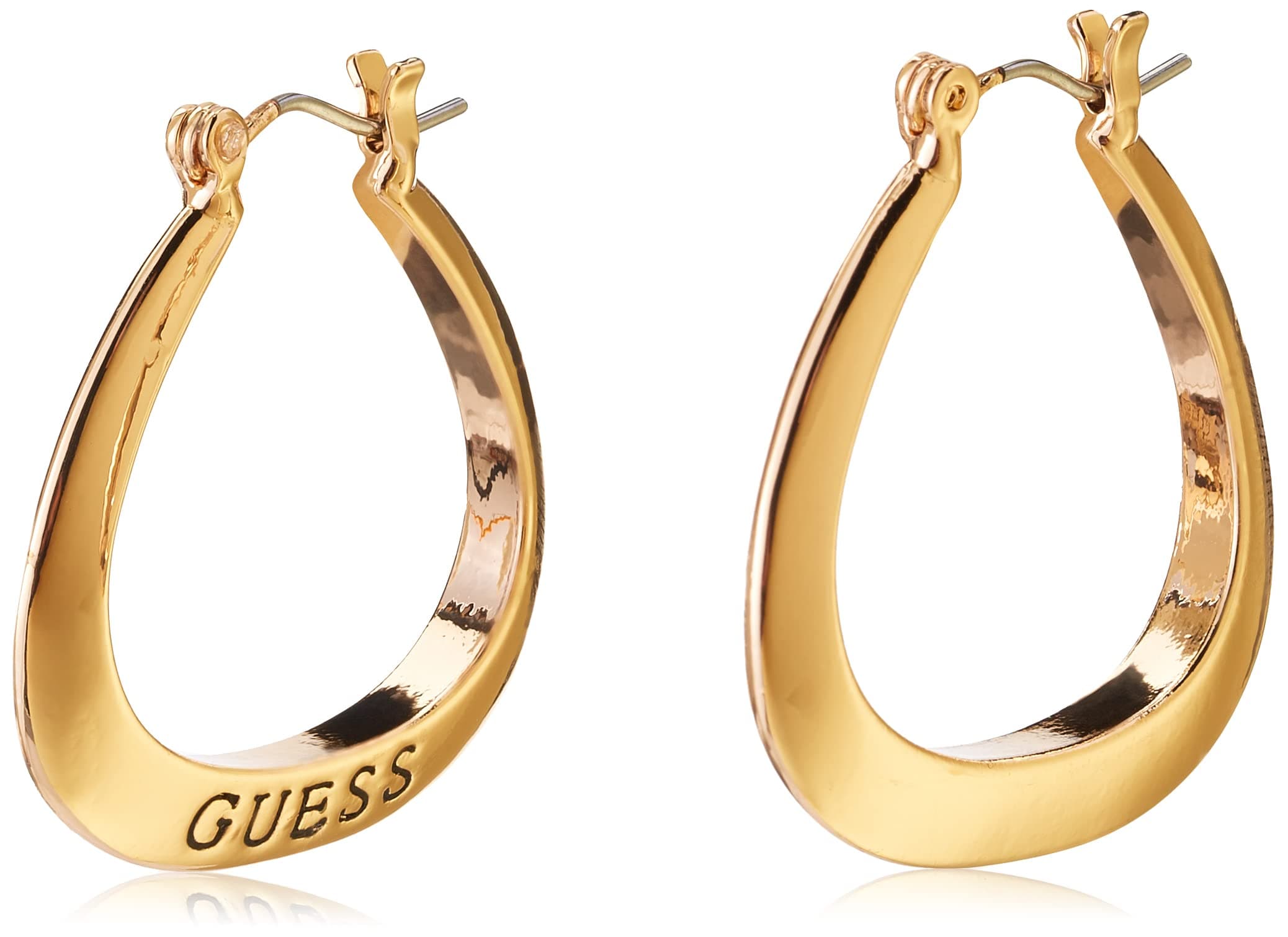 GUESS Basic Small Oval Logo Hoop Earrings