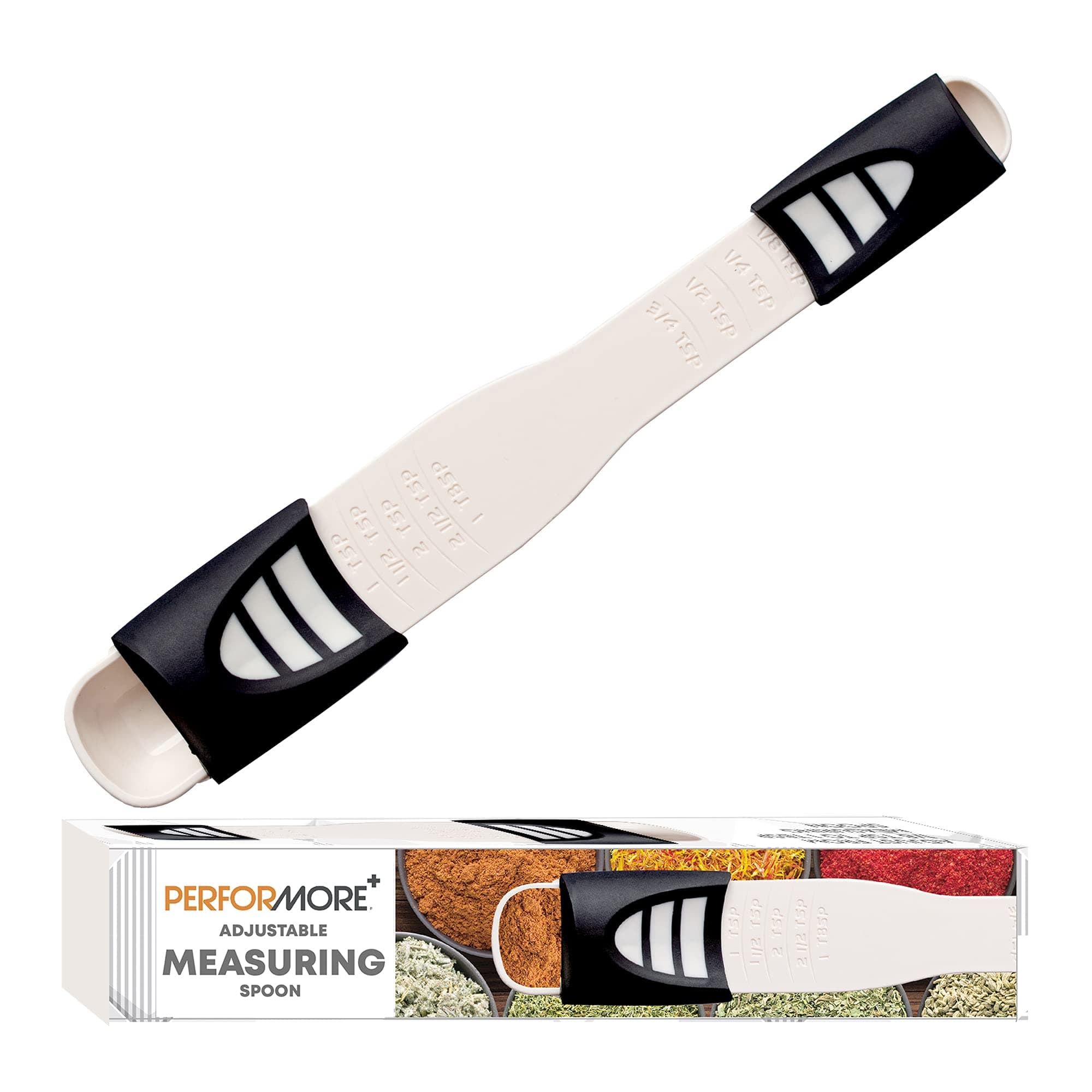 Performore Adjustable Measuring Spoon with Double End Adjustable Scale, 9 Stalls All in One Measuring Spoon, Wide Range of Measurements - Dry and Semi-Liquid Ingredients for Baking, Cooking
