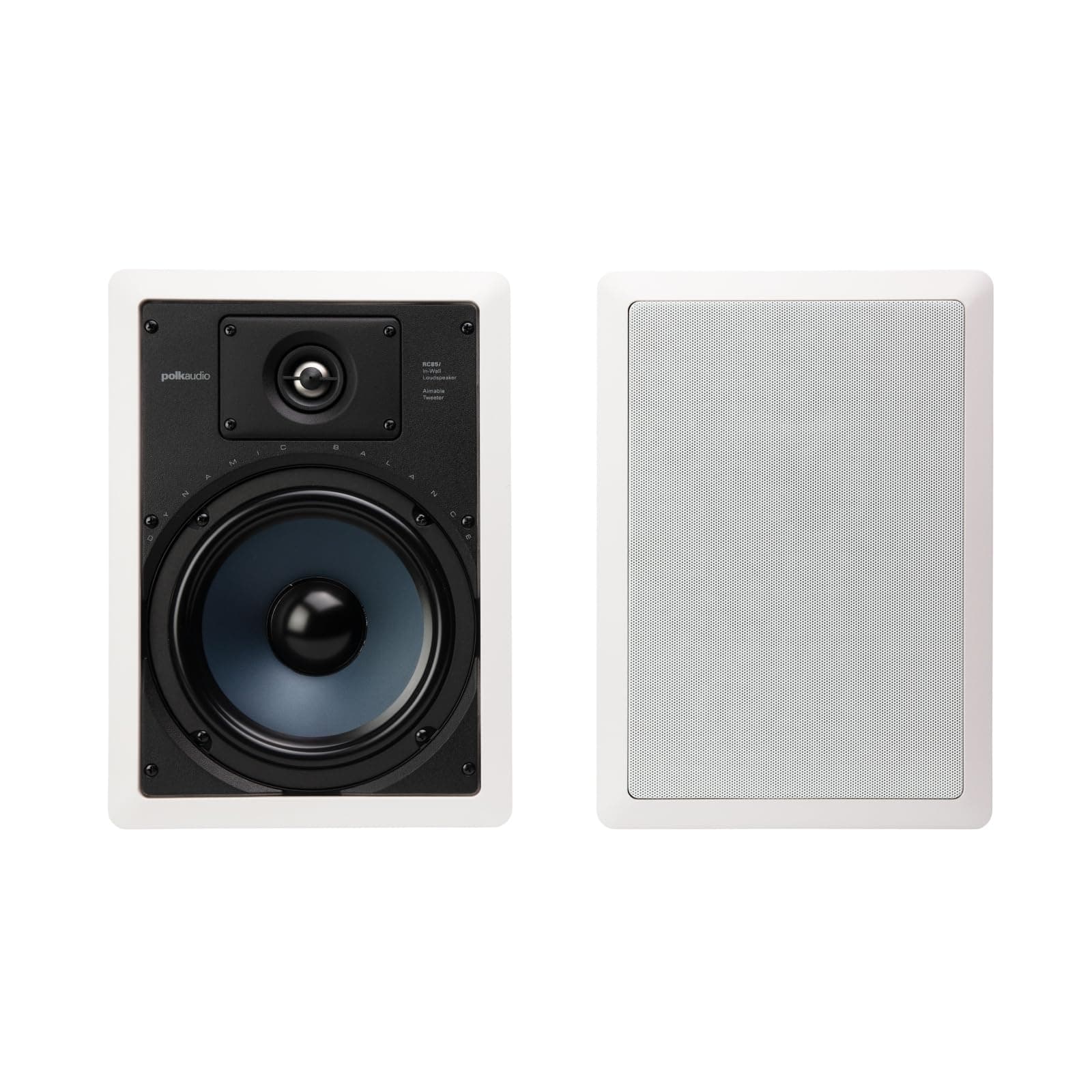 RC85i 2-Way Premium in-Wall 8" Rectangular Speakers, Set of 2 Perfect for Damp and Humid Indoor Placement - Bath, Kitchen, Covered Porches (White, Paintable Grille)