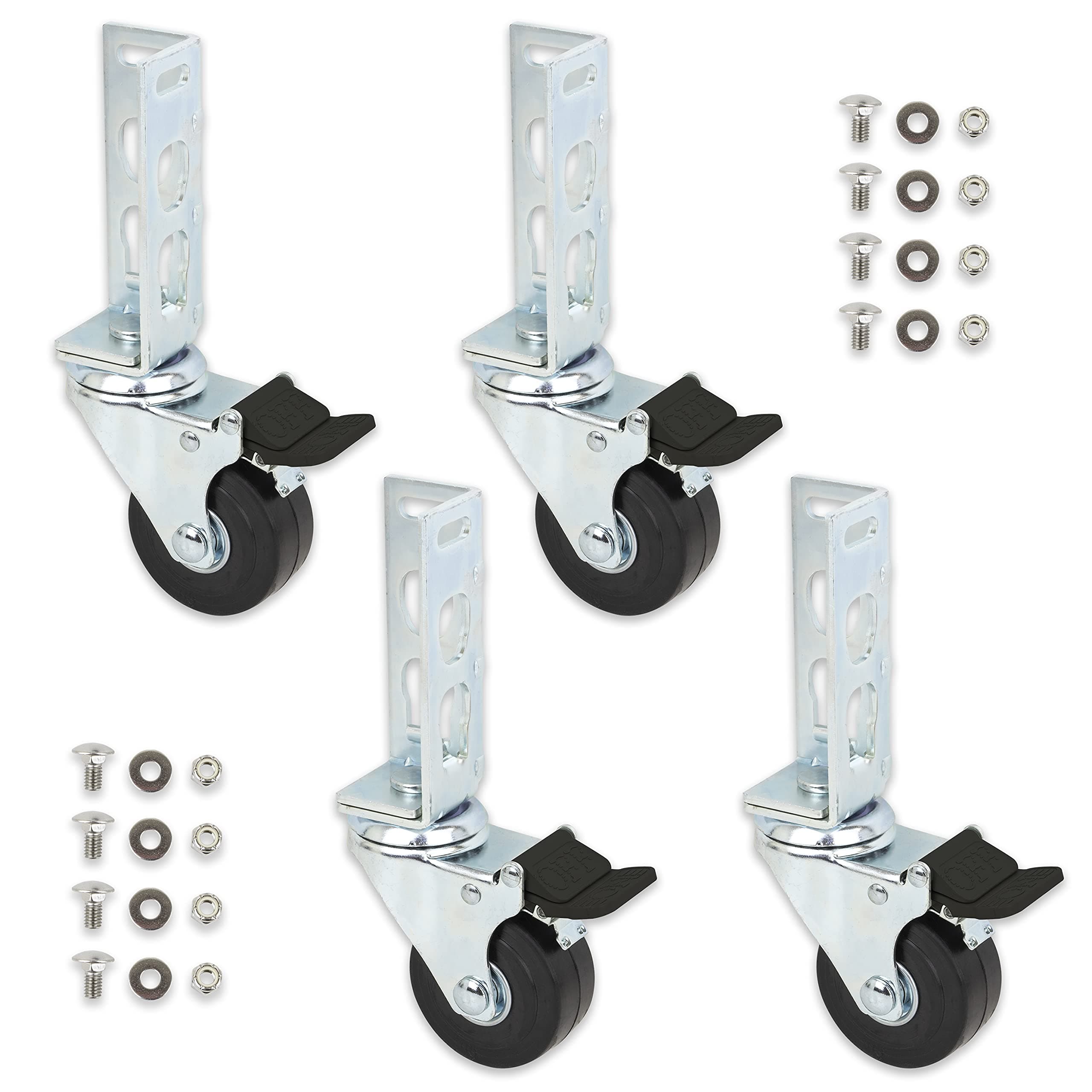 4pc - Storage Rack Caster Wheels (Adapts to Boltless Self Locking Shelving Racks) (3" (1500 lb. Max Total Capacity))