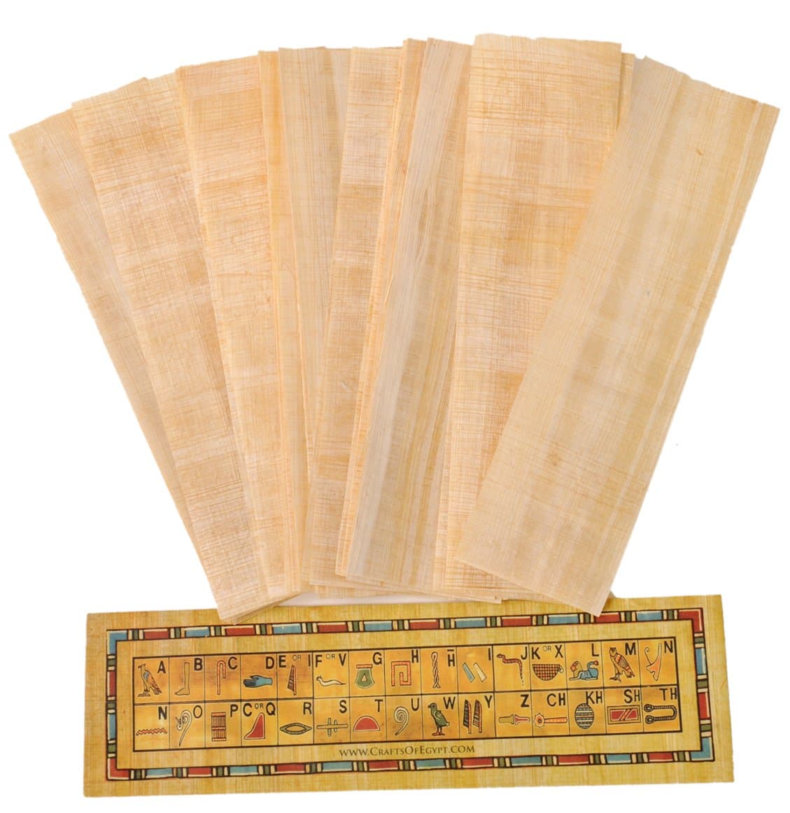 10 Egyptian Papyrus Paper Blank Bookmarks for Art Projects and Schools 7.2 x2.0 inch (5x18 cm) by CraftsOfEgypt