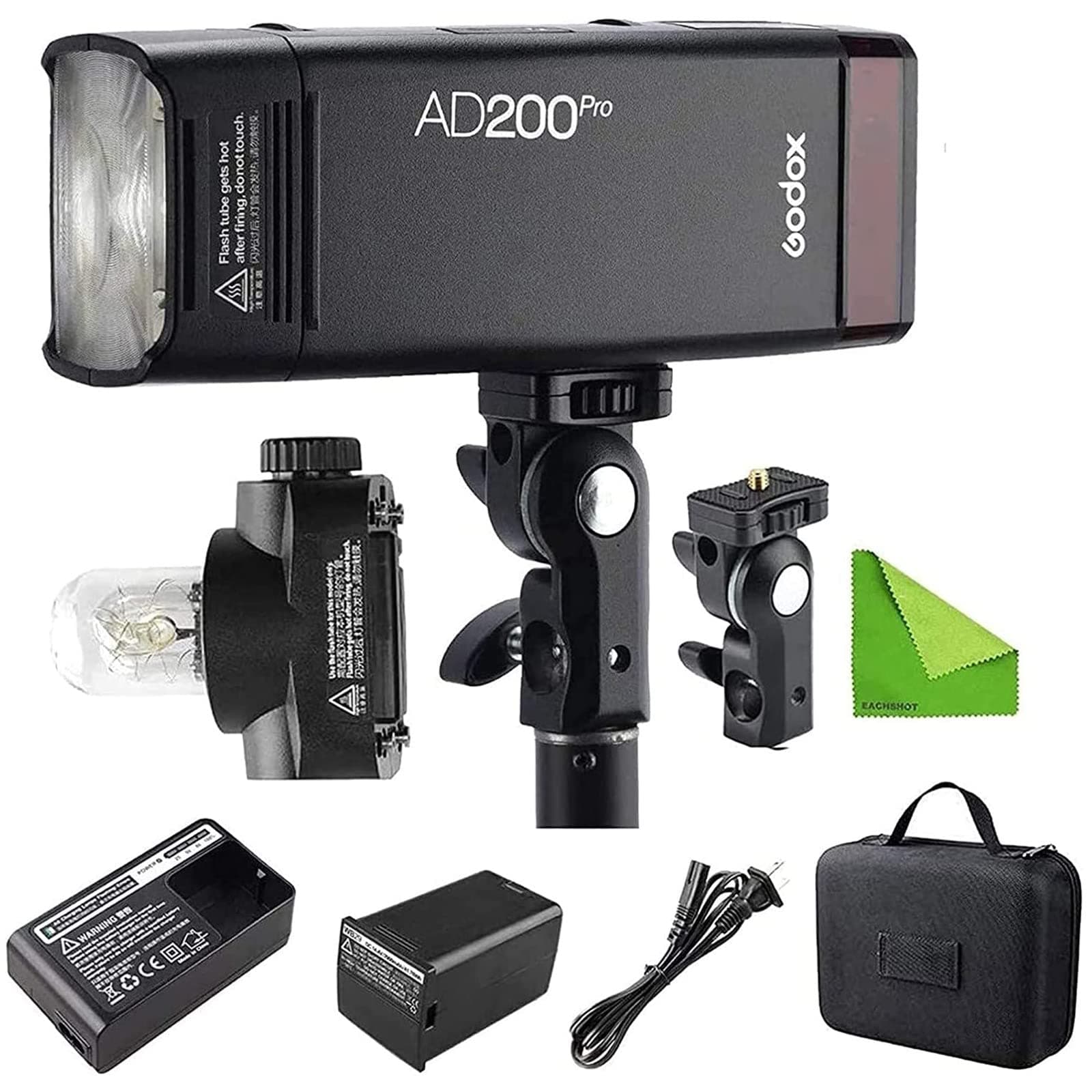 AD200 Pro AD200Pro 200Ws 2.4G Strobe Lighting Monolight, 1/8000 HSS, 500 Full Power Flashes, 0.01-1.8s Recycling, 2900mAh Battery, Bare Bulb/Speedlite Fresnel Flash Head Pocket Flash Monolight