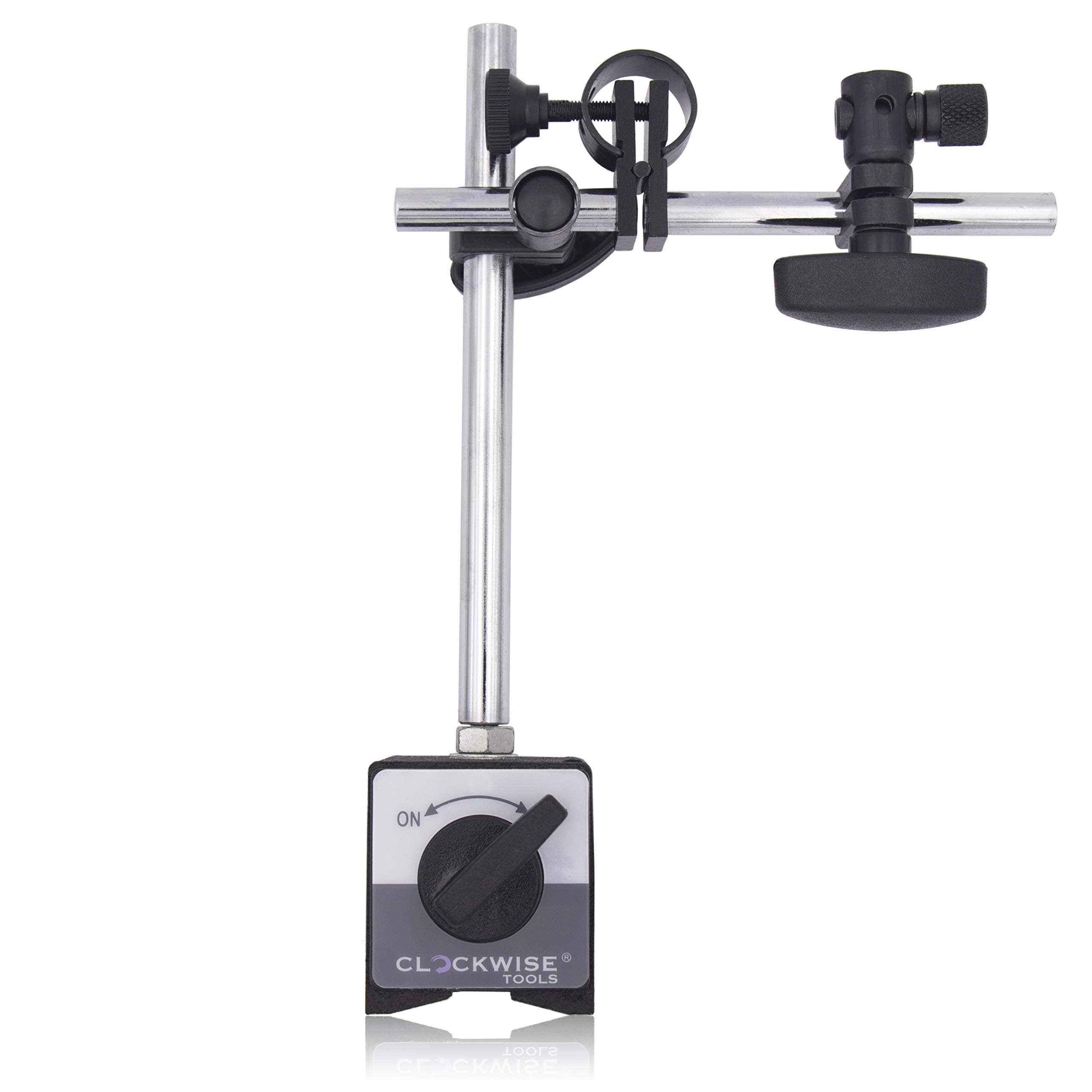 Clockwise Tools MGBR-02 Magnetic Base Stand for Digital Dial Indicator Gauge 176lbs Max Pull