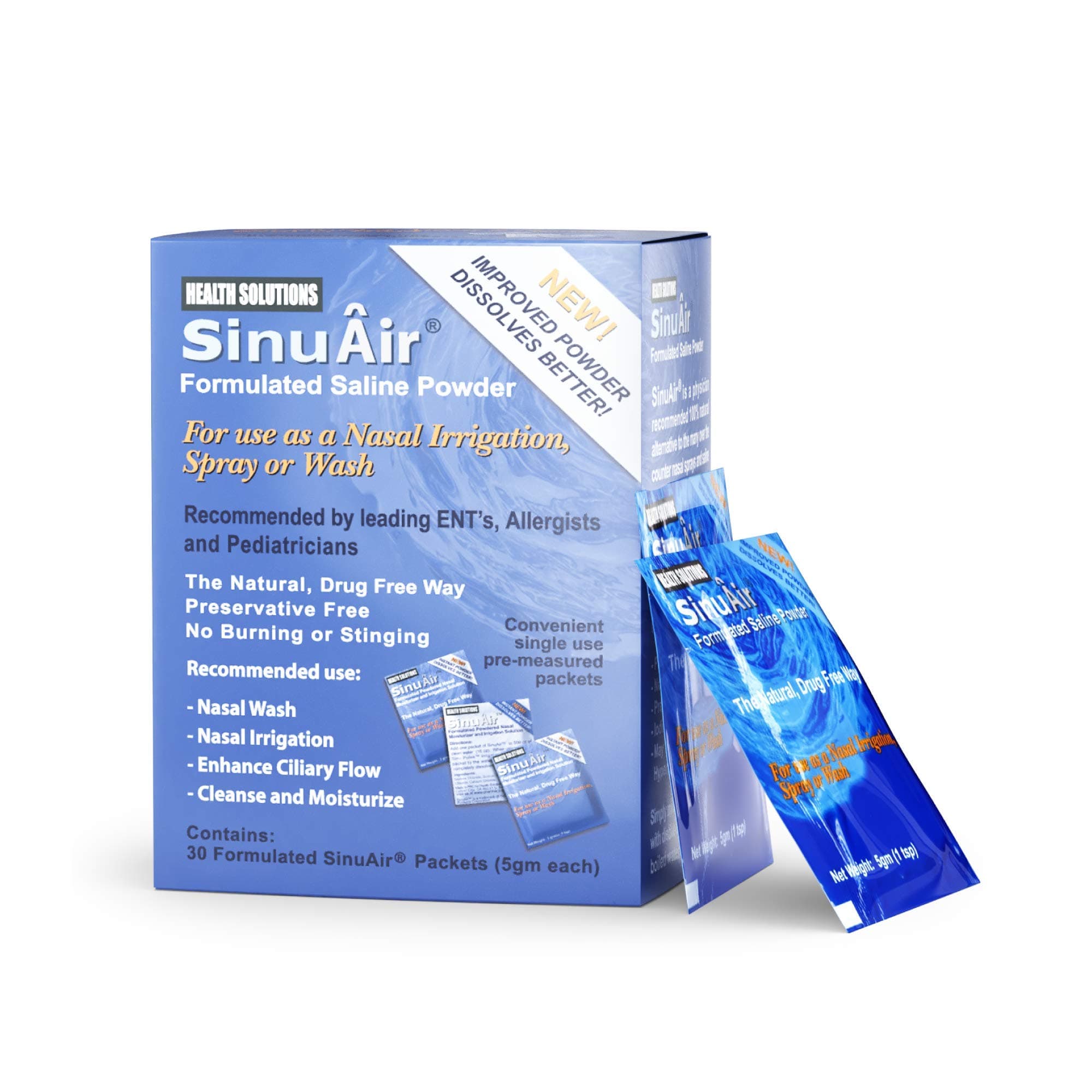 SinuAir Powdered Nasal Irrigation Solution and Moisturizer Packets