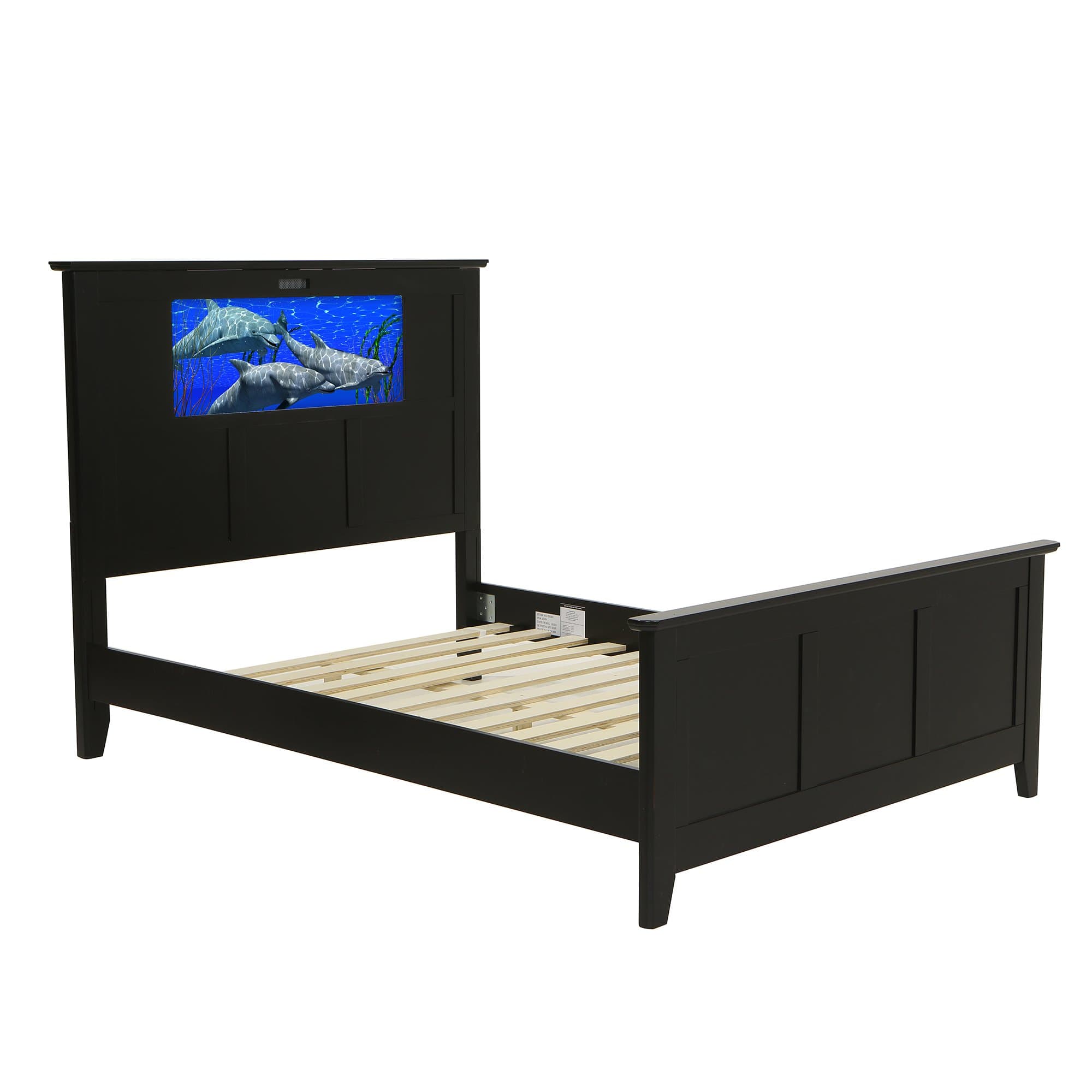 LightHeaded Beds Shaker Full Bed with Changeable Back-Lit LED Imagery Headboard, Satin Black