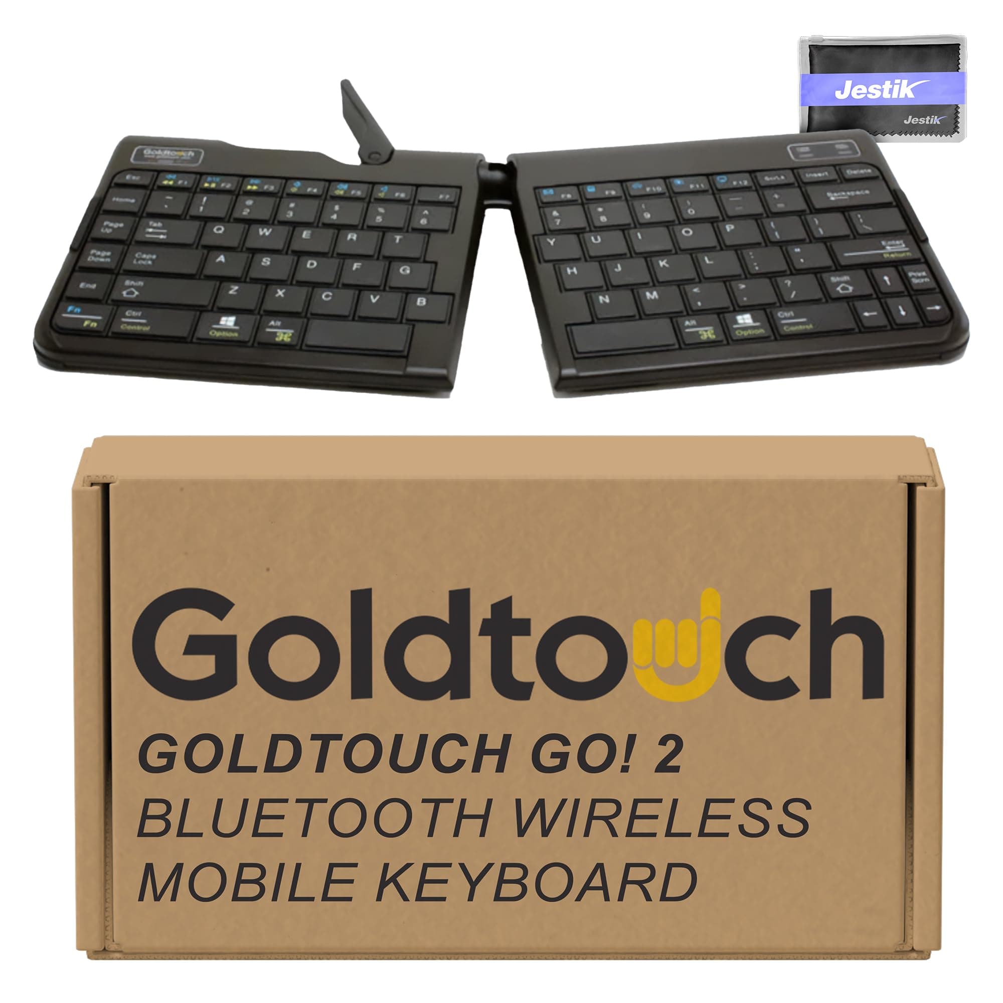 Go!2 Wireless Bluetooth Mobile Keyboard - PC & Mac GTP-0044W Plus Jestik Microfiber Cloth - Value Bundle