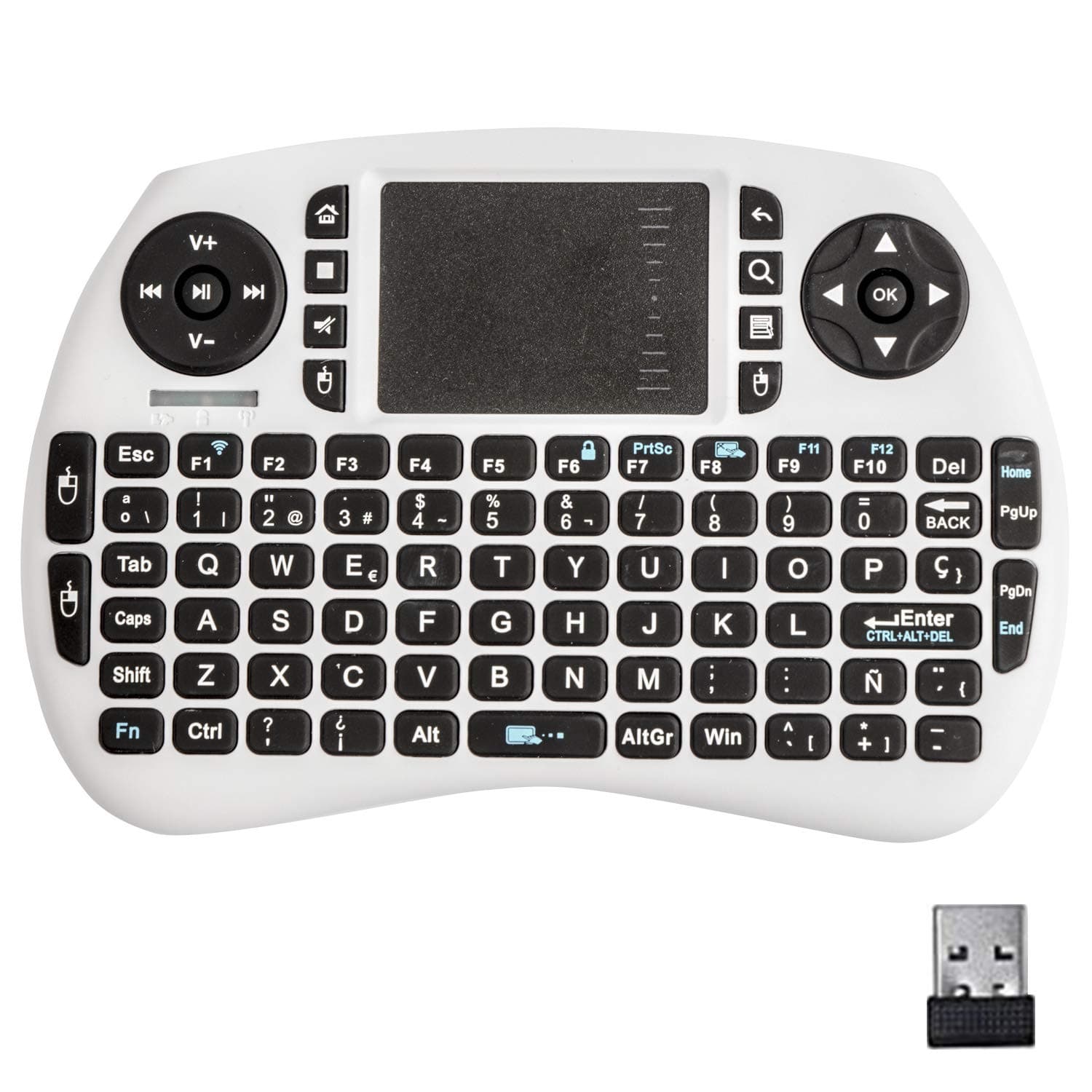Horizontal Mini 2.4 GHz Wireless TouchPad Keyboard with Mouse for Google Android TV Box, PC, PAD, Xbox 360, PS3, HTPC, IPTV white