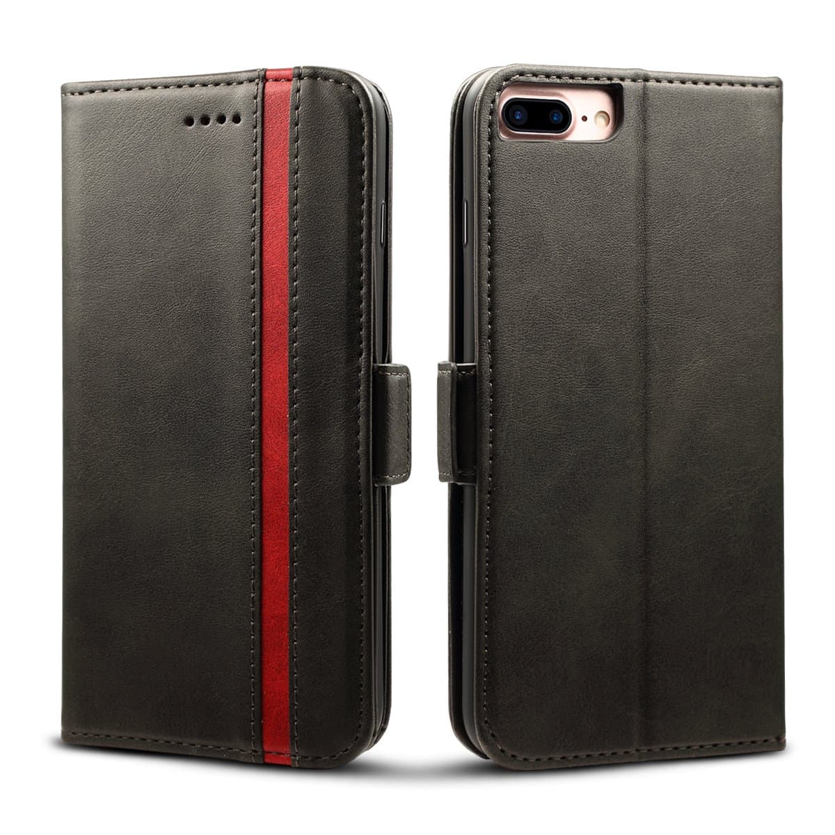 Rssviss Case for iPhone 6 Plus, iPhone 7 Plus PU Leather Case, iPhone 8 Plus Case 3 Card Slots and 1 Change Slot with Magnetic Closure Flip Wallet Case for iPhone 6/6S/7/8 Plus, 5,5 inch Black