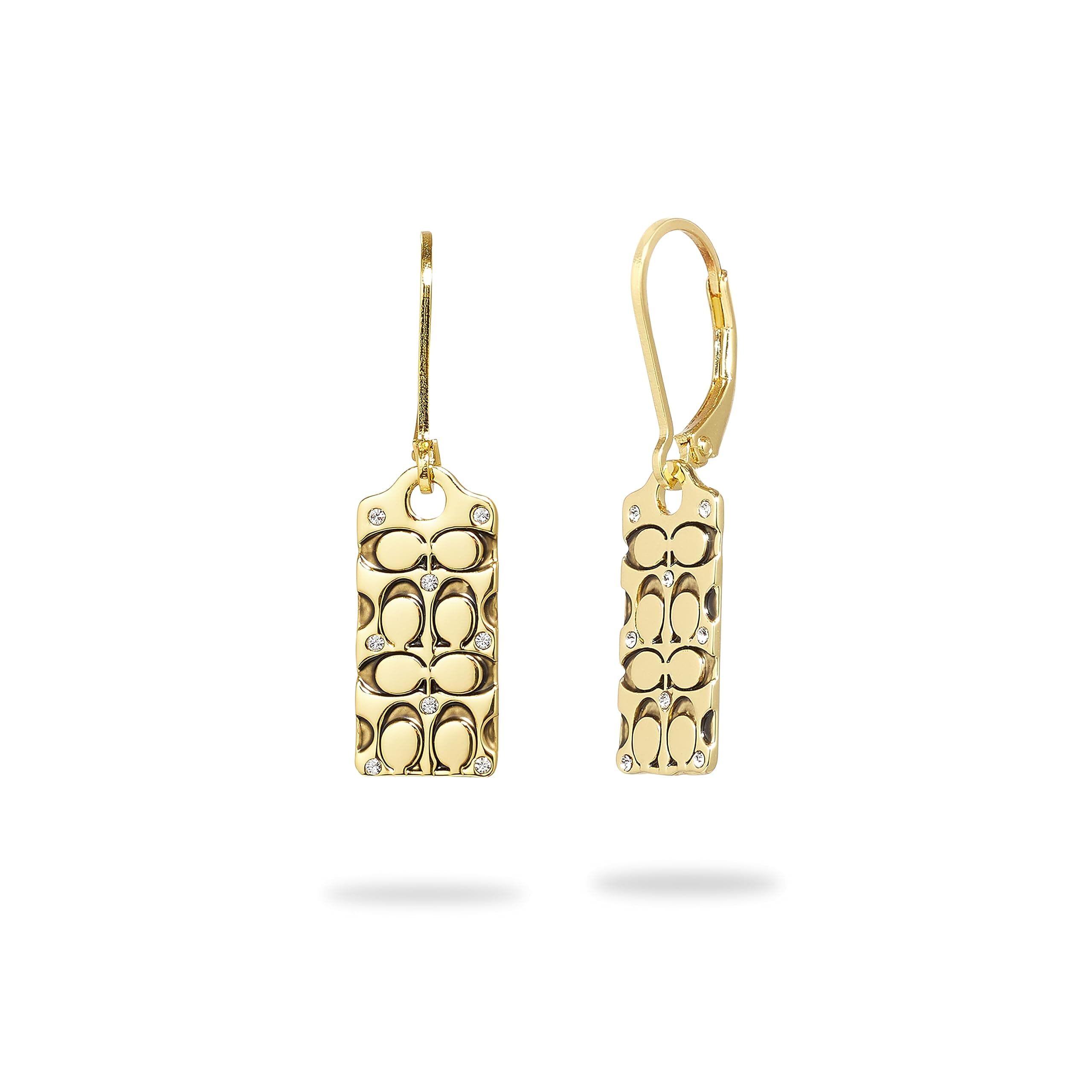 CoachQuilted C Tag Drop Earrings