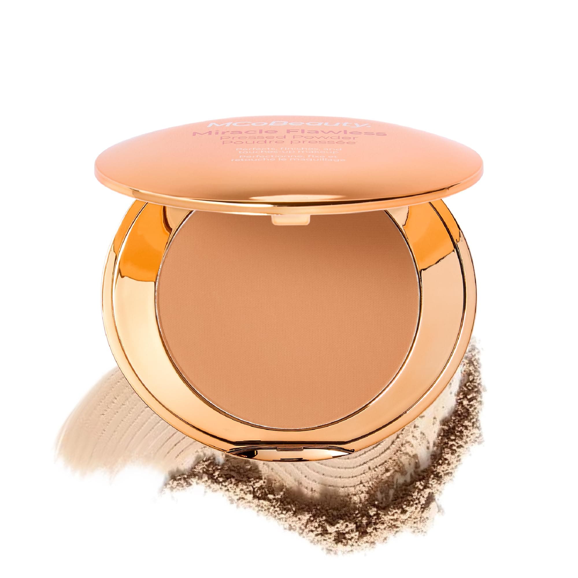 - MCoBeauty Miracle Flawless Pressed Powder Natural Medium - Setting Powder Makeup for Face with Rose Flower Extract Sweet Almond Oil - Blurring Finishing Compact Powder, Vegan Cruelty Free - 0.31 oz
