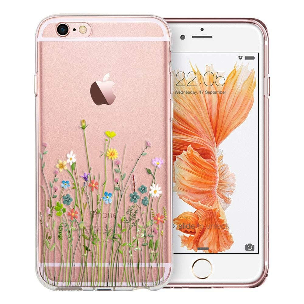 Case Compaitble with iPhone 6s iPhone 6 Case Clear with Design Embossed Pattern Soft TPU Bumper Shock Absorption Slim Protective 4.7 inch (Flower Bouquet)