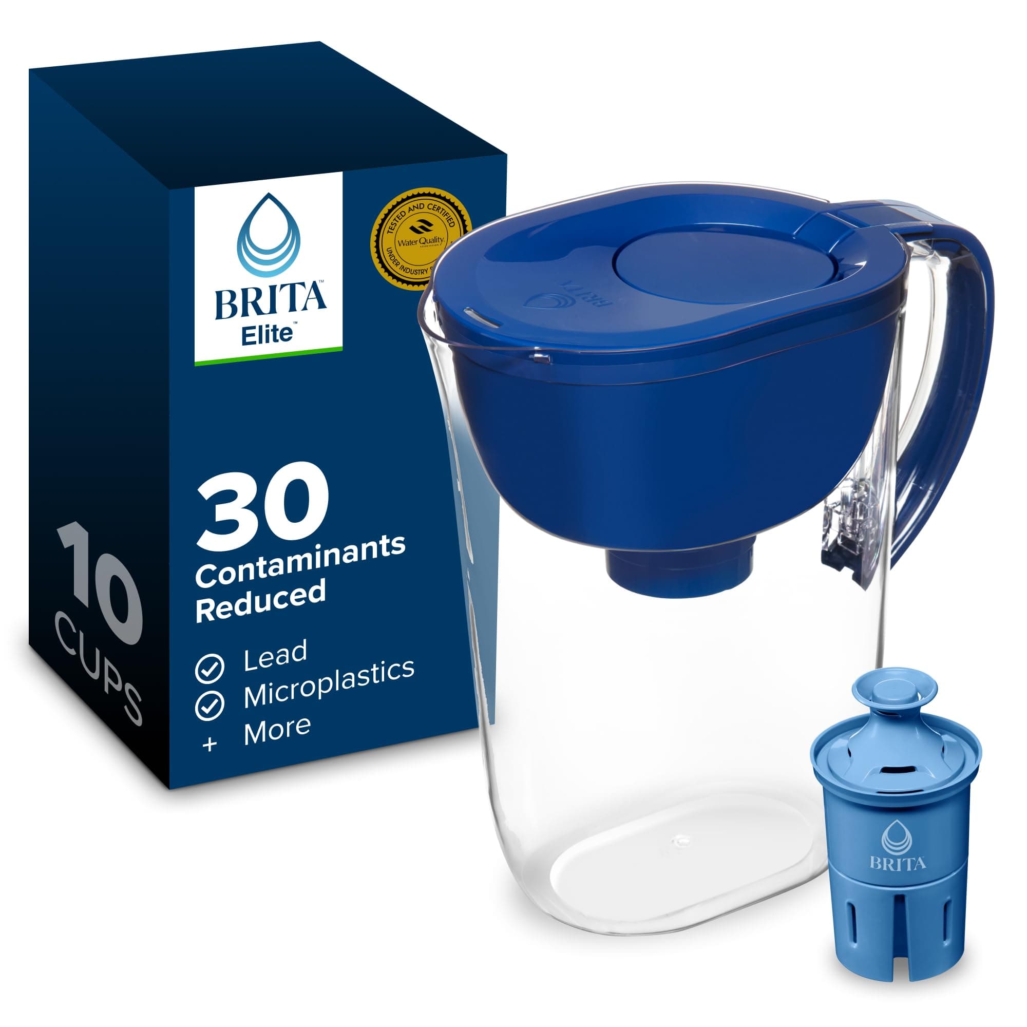 Everyday Elite Water Filter Pitcher with SmartLight Filter Change Indicator, BPA-Free, Replaces 1,800 Plastic Water Bottles a Year, Lasts Six Months, Includes 1 Filter, Large - 10-Cup, Blue