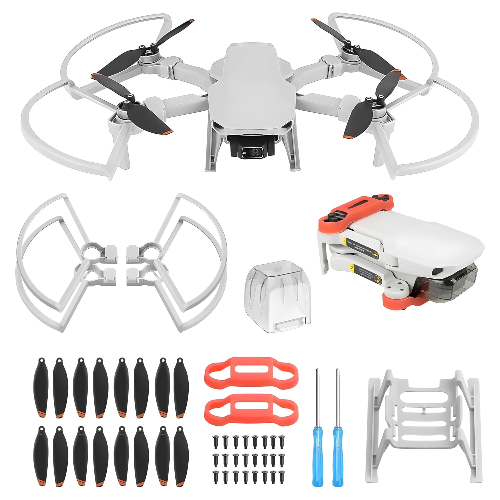 Mini 4K/Mini 2 SE/Mini SE Propellers: with Propeller Guard Landing Gear Leg Extension Propellers Holder Gimbal Cover Total 24 Pcs for DJI Mini 2 Series Drone Accessories Set