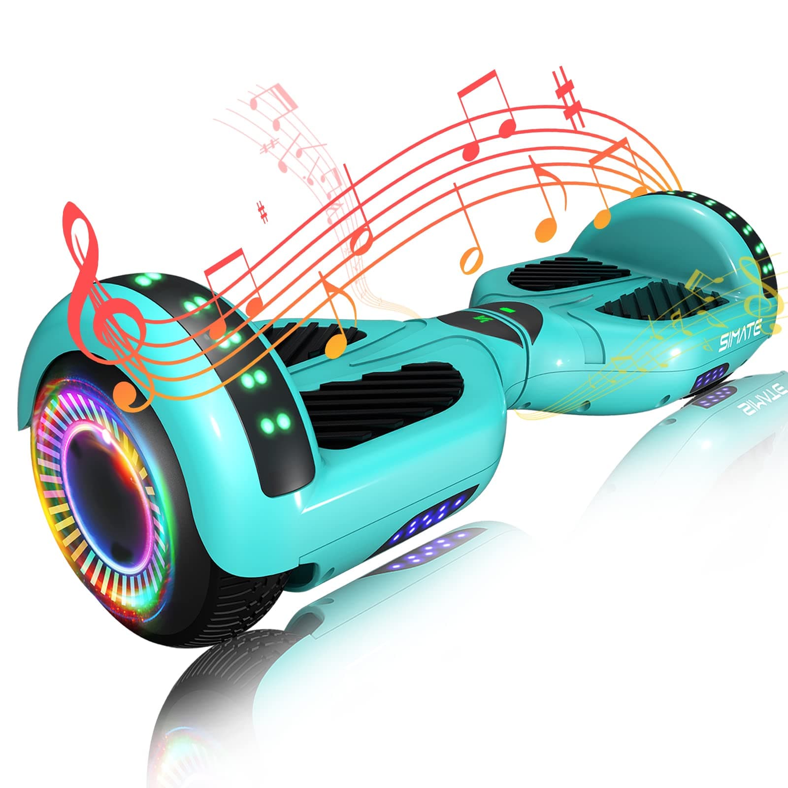 SIMATE Hoverboard, Bluetooth All Terrain Hover Boards with LED Lights and APP Control, Gifts for Kids Adults Girls Boys, for All Ages