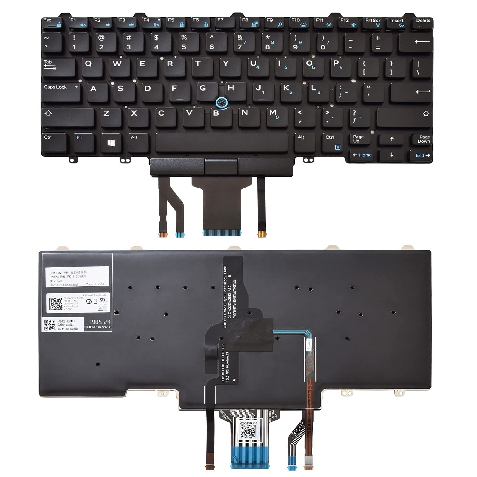 Backlit Keyboard Replacement Compatible with Dell Education(Latitude ) E5450 E5470 E5480 E7450 P40G E7470 E7480,Latitude 14 5480 5488 5490 5491 7480 7490 with Pointer US Layout