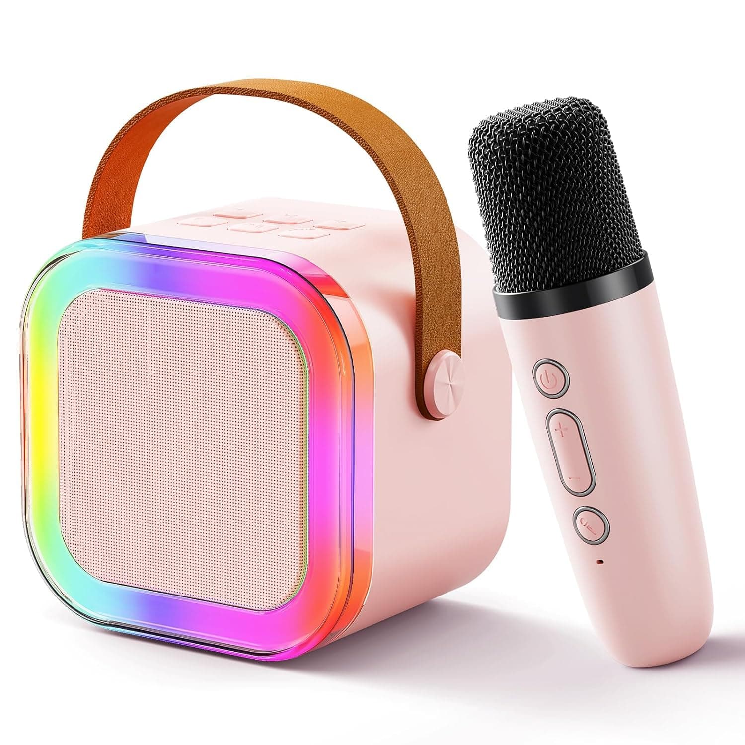 StorioRechargeable Wireless Mini Portable Bluetooth Karaoke Machine | Bluetooth Speaker with Microphone & LED Lights - Kids Music Singing Toys for Girl Boy Birthday Gift Ideas