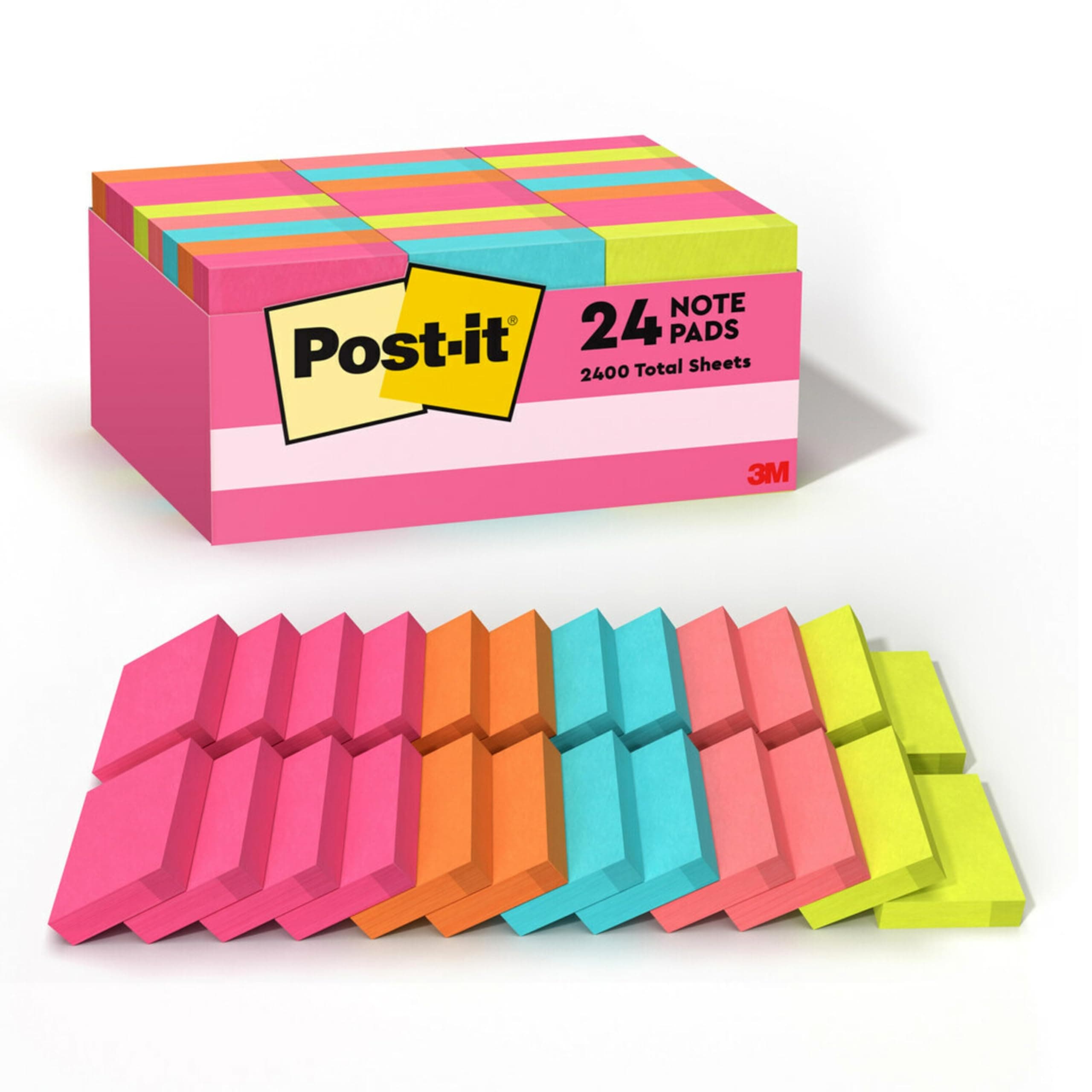 Post-it Mini Notes, 1 3/8 in. x 1 7/8 in., 24 Sticky Notes Pads, 100 Sheets per Pad, Poptimistic Collection, School Supplies and Office Products, The Original Post-it Note