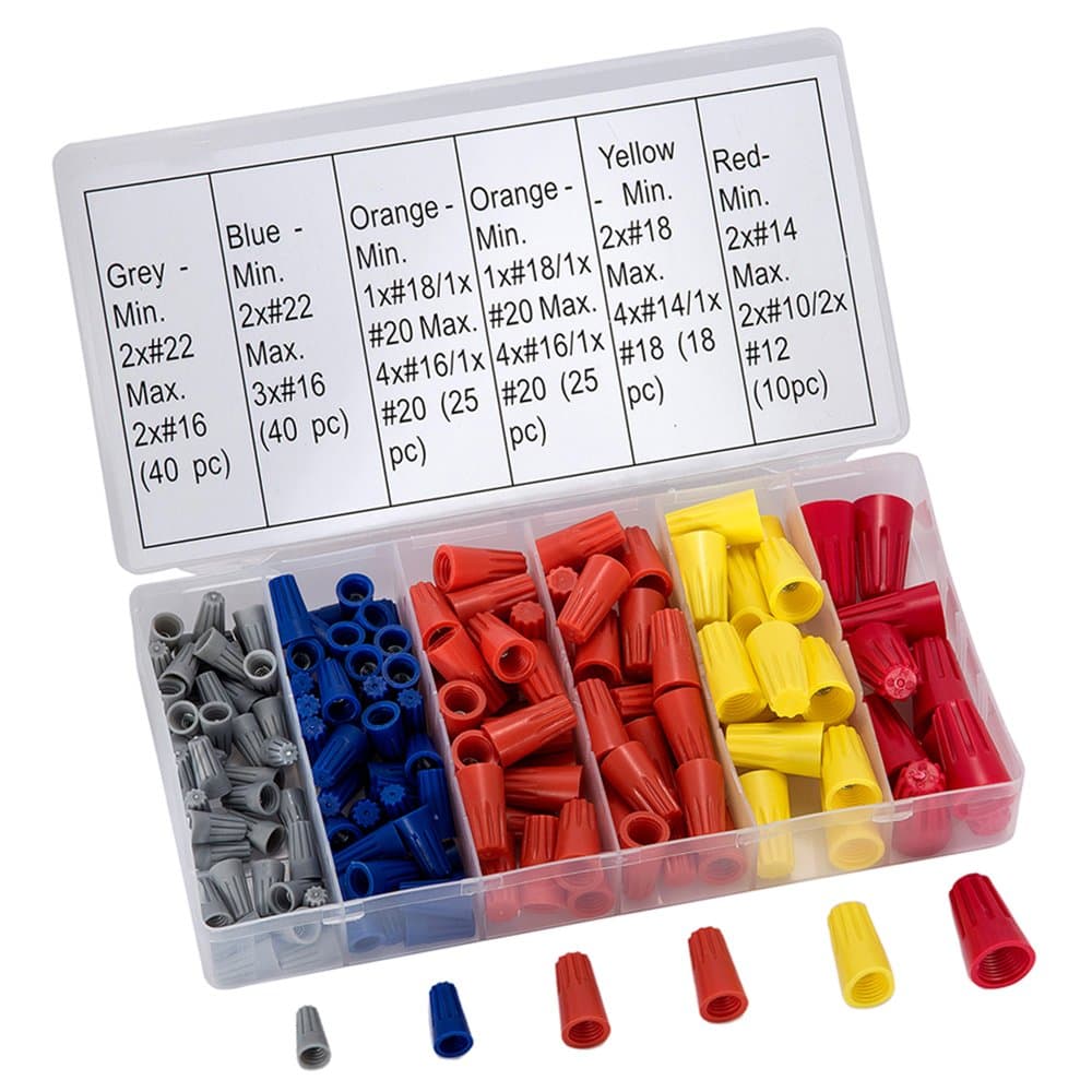 SwitchMe 158Pcs Wire Connectors Spring Insert Easy Twist-On Screw Terminals Nuts Caps Assortment Kit