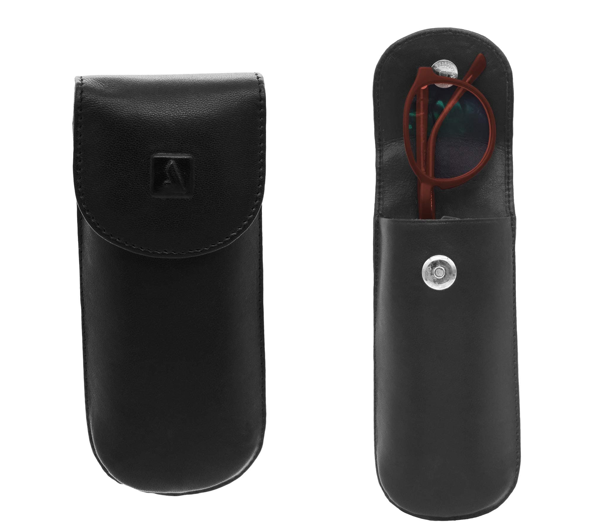 Full Grain Genuine Leather Spectacles Hard Shell Case for Men and Women