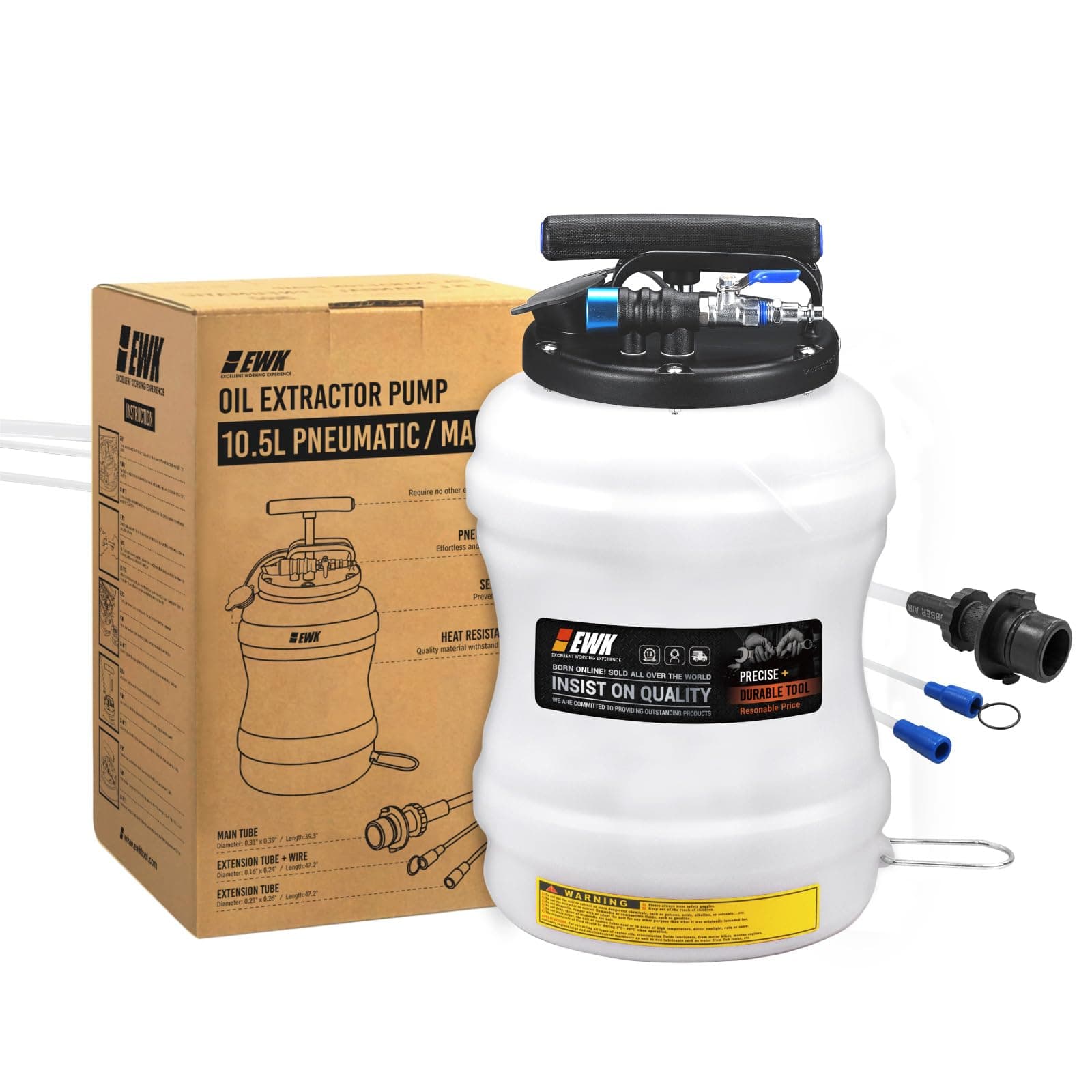 EWK 10.5L Pneumatic/Manual Oil Extractor Pump for Oil Change, Fluid Extractor for Automotive Fluids Vacuum Evacuation