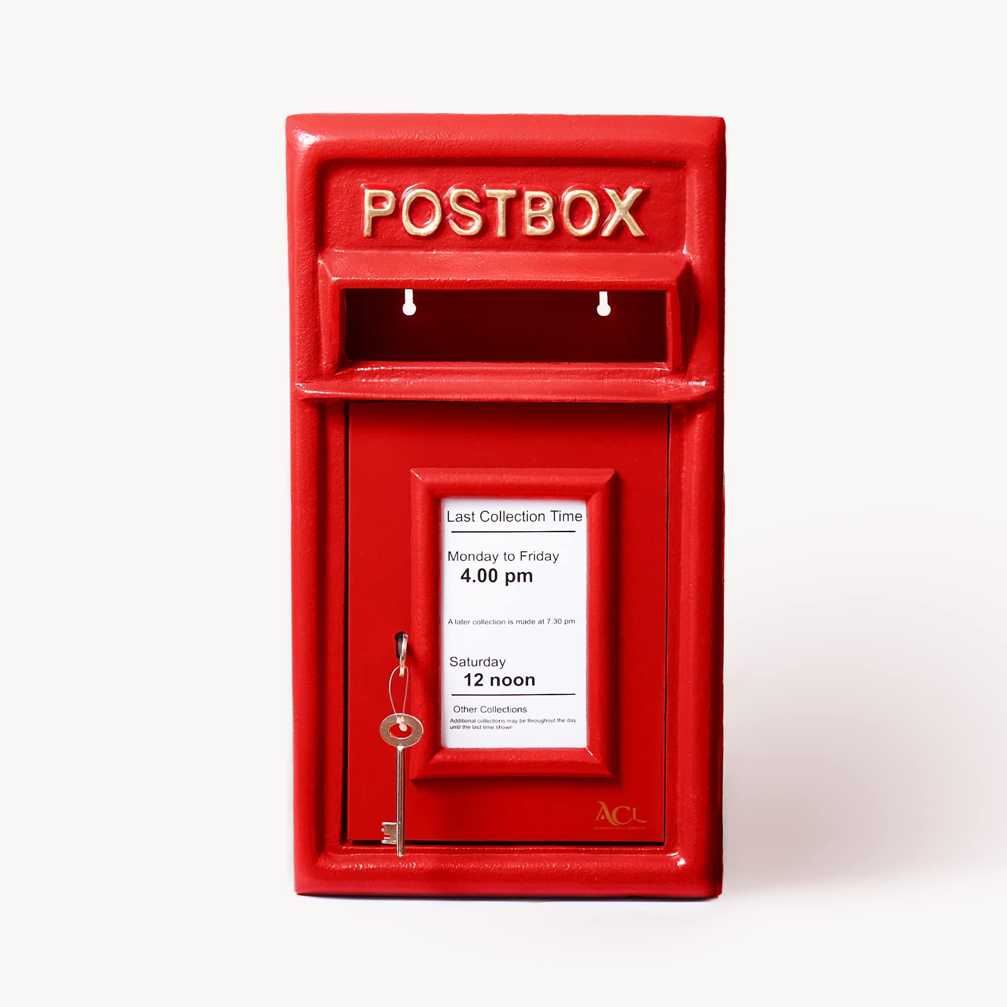 ACL Royal Mail Post Box – Red MailBox with Lock – Wall Mounted Post Box – Lockable Postage Box – Durable Cast Iron Post Office Box (RED 25D x 44H)
