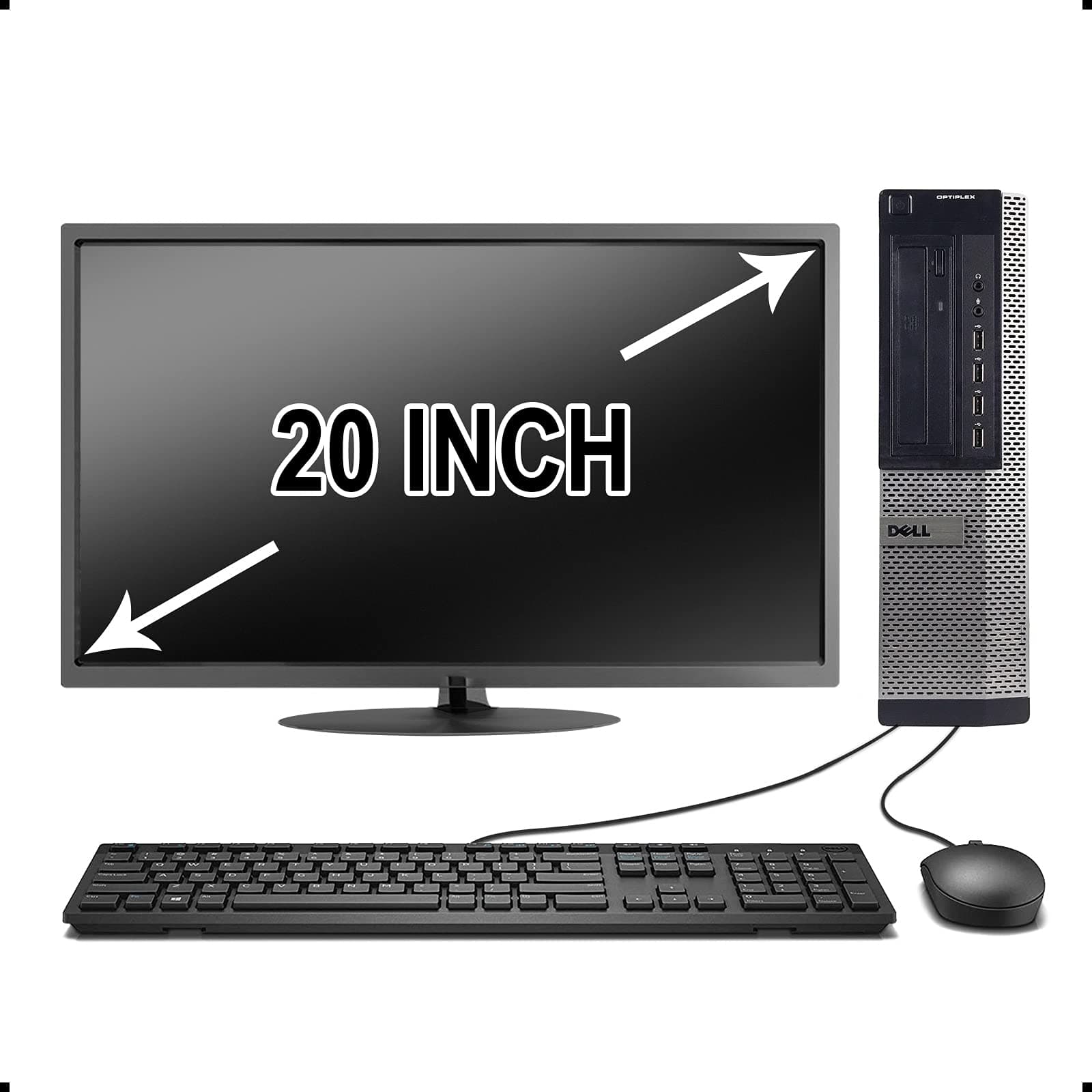 Desktop Computer Package Compatible With Dell OptiPlex 990, Intel Core i5, 16GB RAM, 2TB HDD, DVD, 20 Inch Monitor, Keyboard, Mouse, Bluetooth and WiFi Adapters, Windows 10 Pro (Renewed)