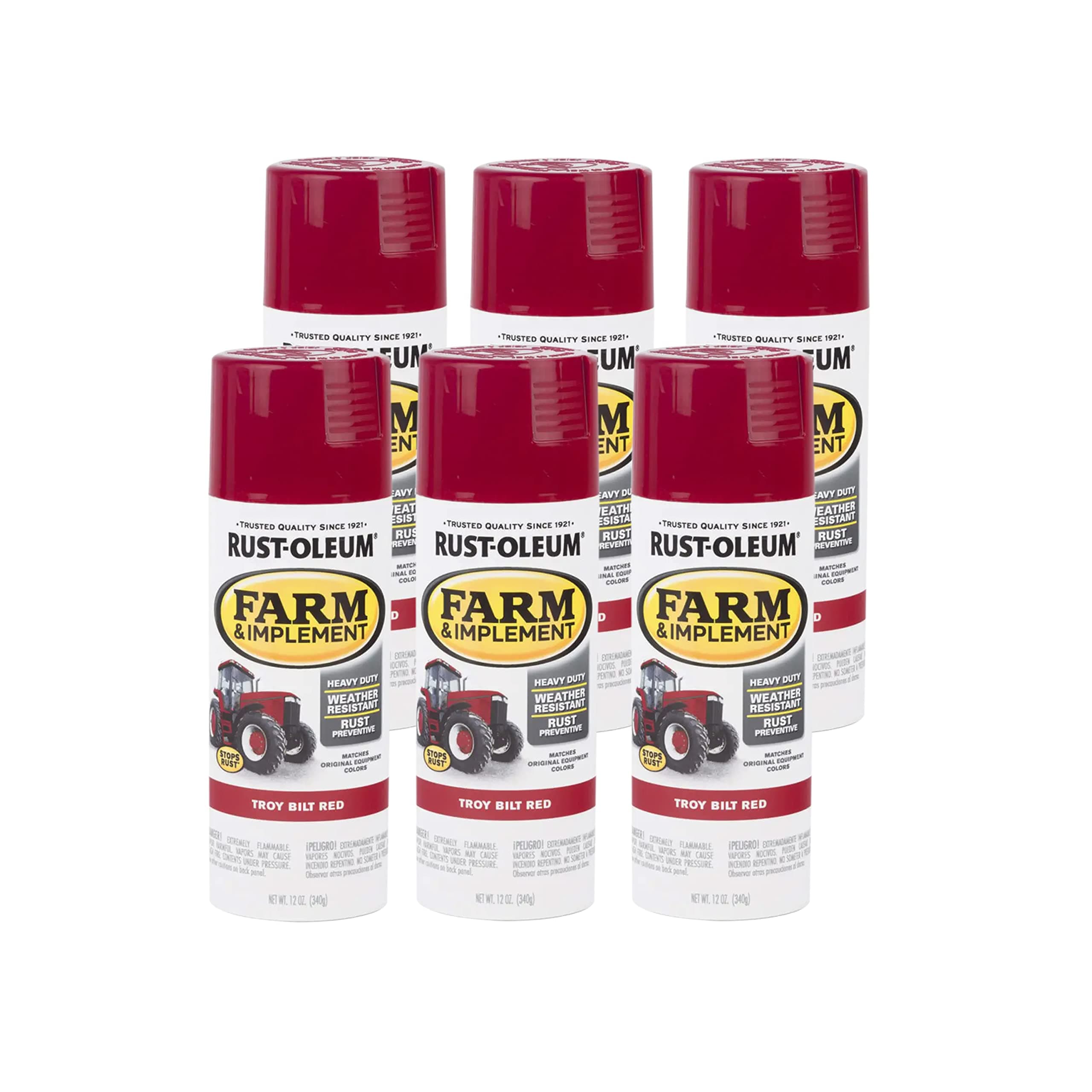 Rust-Oleum 303473-6PK Farm & Implement Spray Paint, 12 oz, Gloss Troy Bilt Red, (Pack of 6)