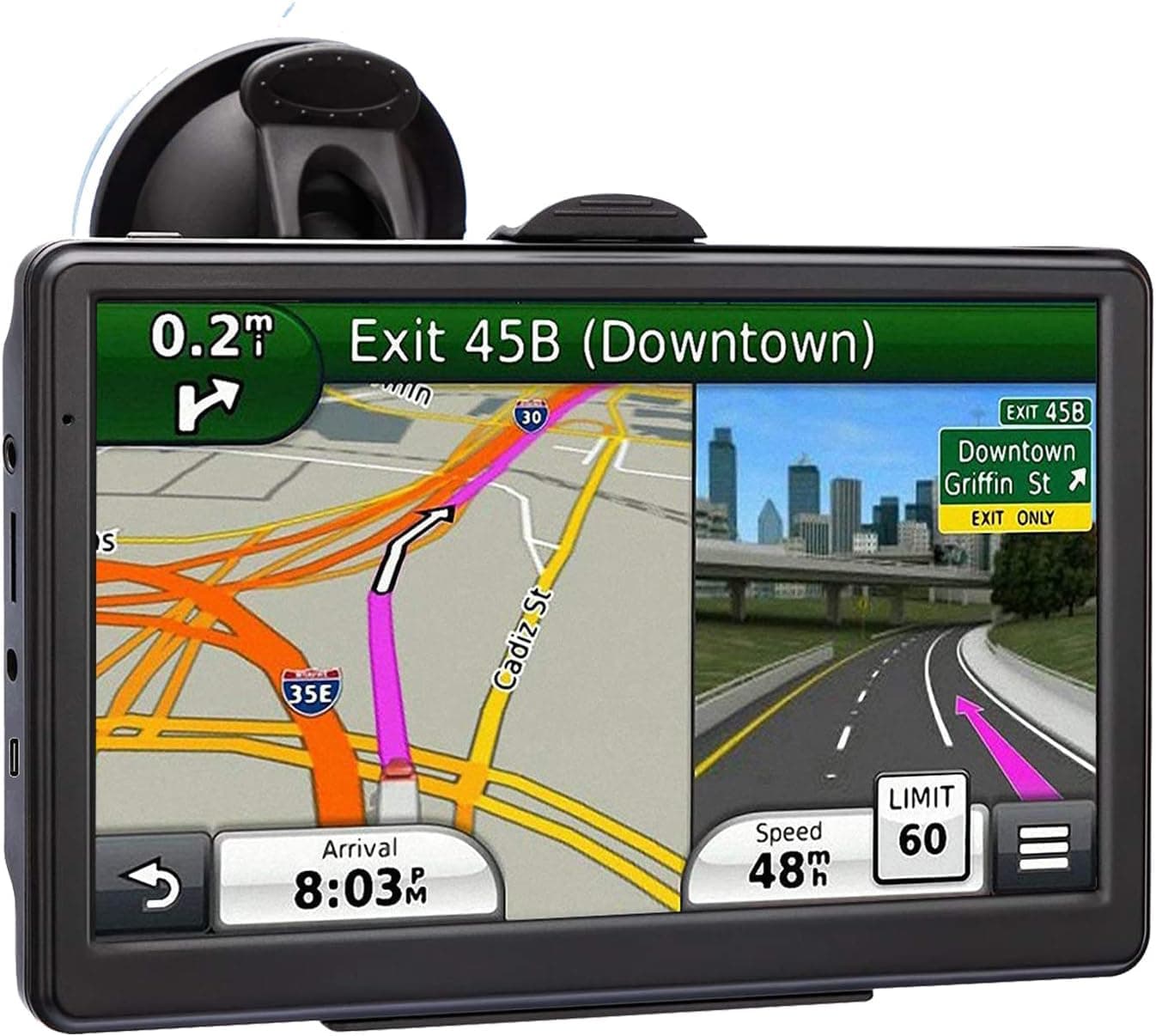 GPS Navigation for Car, 2025 Map 7 inch Touch Screen Car GPS, Voice Turn Direction Guidance, Support Speed and Red Light Warning, Pre-Installed North America Lifetime map Free Update