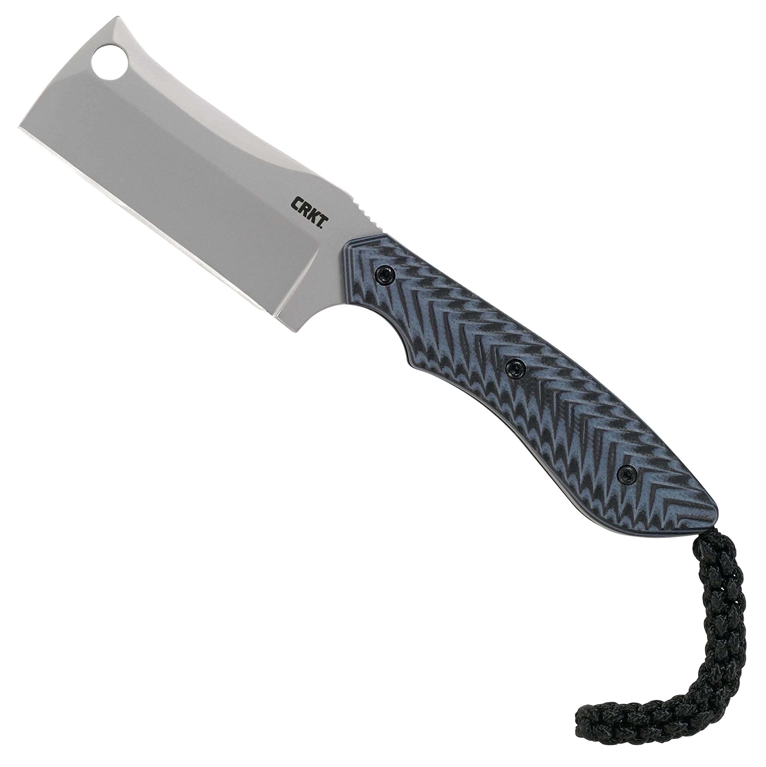 P.E.C. Fixed Blade Knife with Sheath: Compact Bead Blast Cleaver, Textured G10 Handle, Nylon Sheath with Lanyard and Belt Loop Satin Blade / G10 handle / 2398