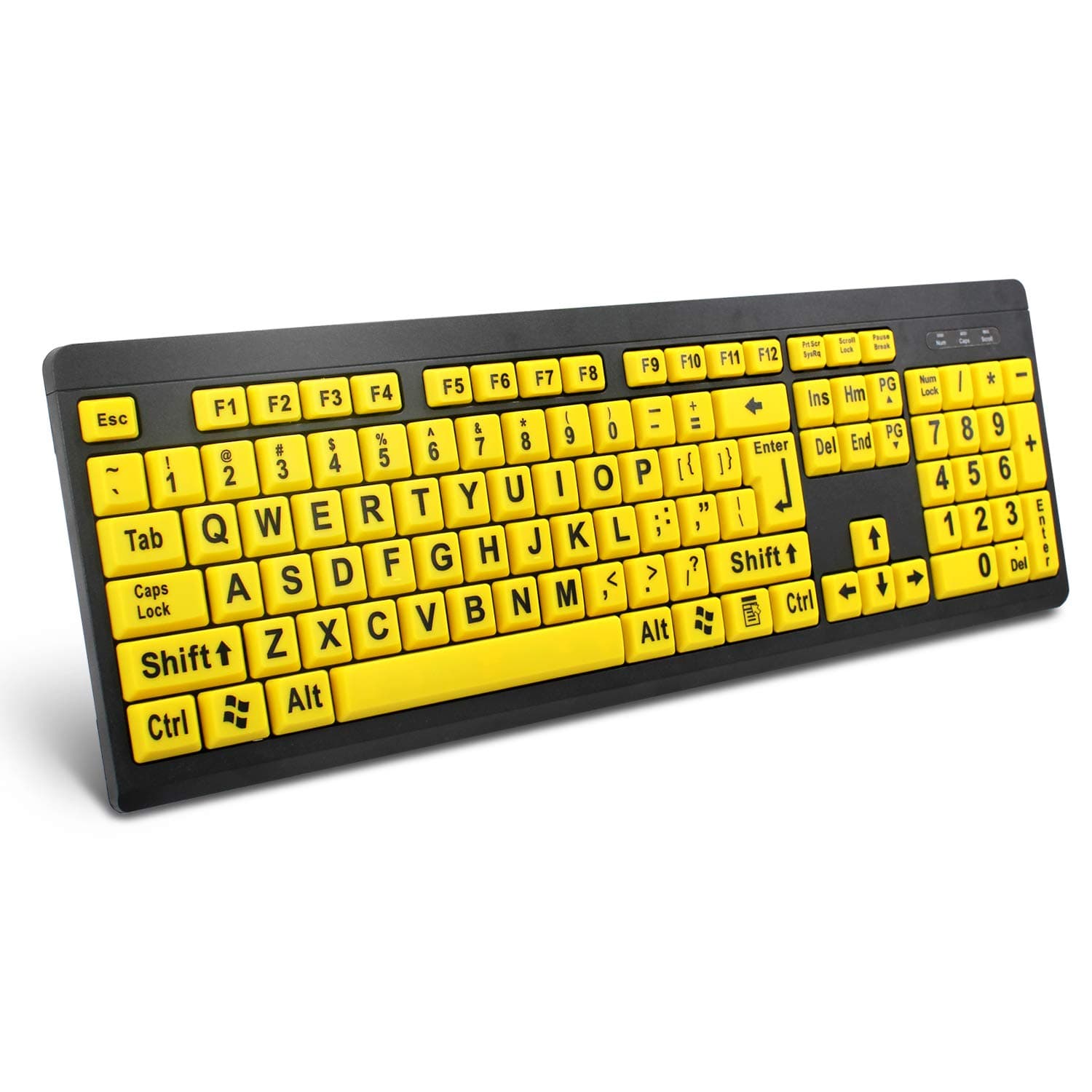 Large Print Computer Keyboard Wired USB High Visibility Keyboard, Elderly High Contrast Keyboard, US Layout-Oversized Letter for Visually Impaired Low Vision Individuals (Yellow+Black)
