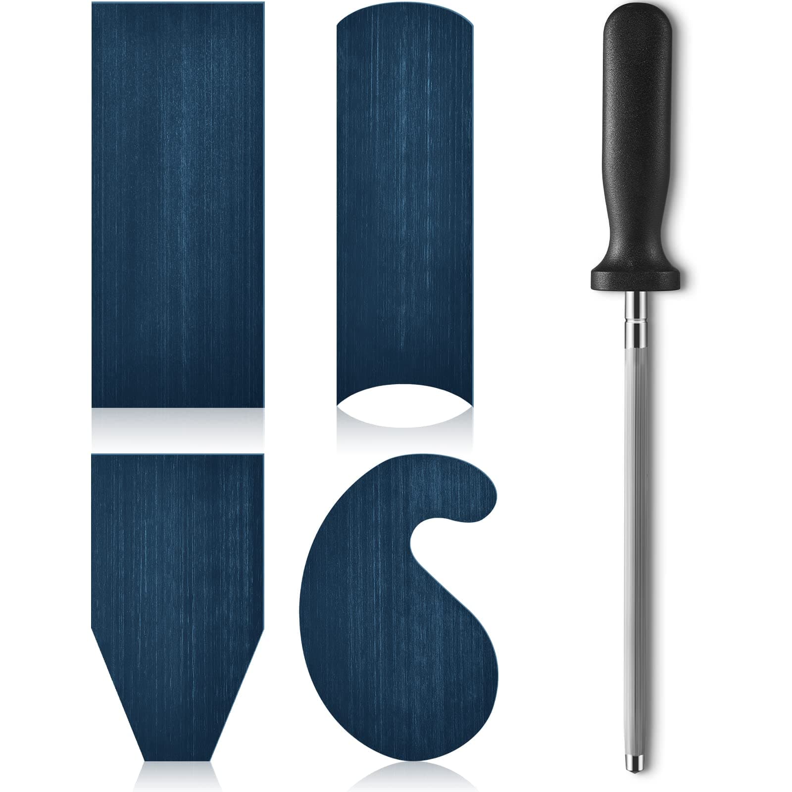 Cabinet Scraper Burnisher with 4 Piece Multi Shaped Scraper Set Manganese Steel Rectangle Curved Beveled Card Scraper Woodworking Carving Hand Cabinet Scraper Tool for Woodworking Project Kits