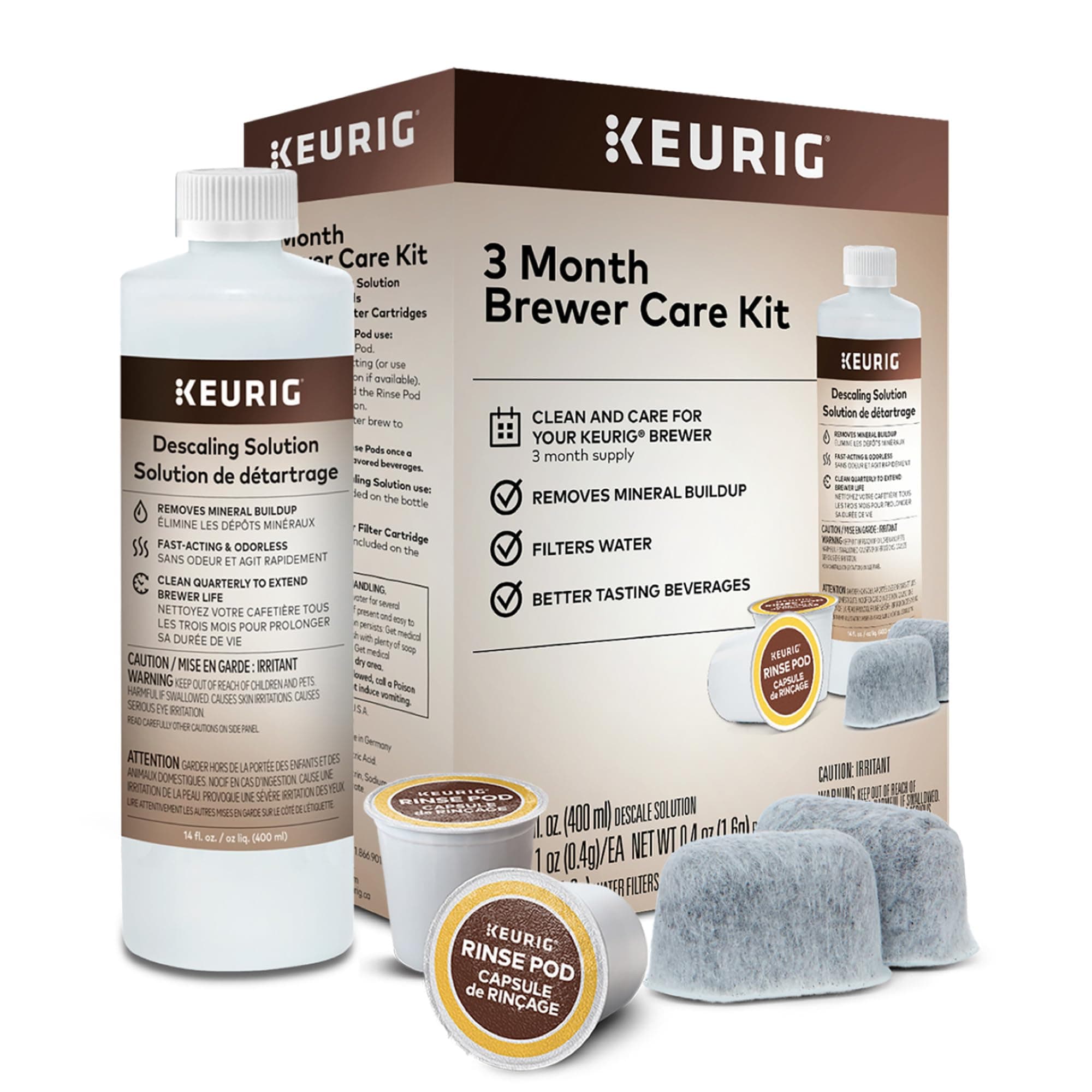 Keurig 3-Month Brewer Maintenance Kit, Includes Descaling Solution, Water Filter Cartridges & Rinse Pods, Compatible with Keurig Classic/1.0 & 2.0 K-Cup Pod Coffee Makers, 7 Count